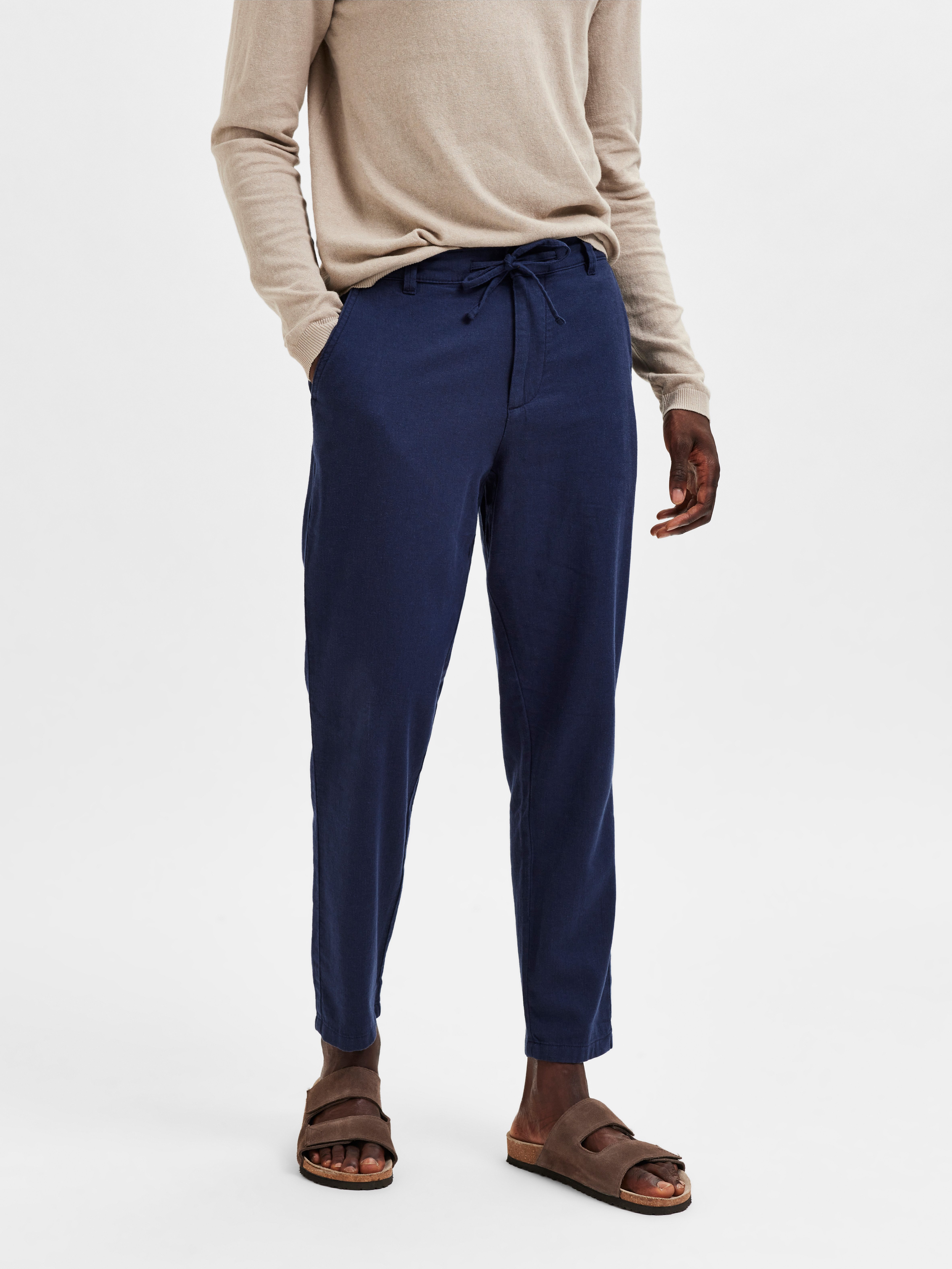 SELECTED HOMME Chino SLH172-SLIMTAPE BRODY LINEN PANT NOOS heren chino's maat S grijs