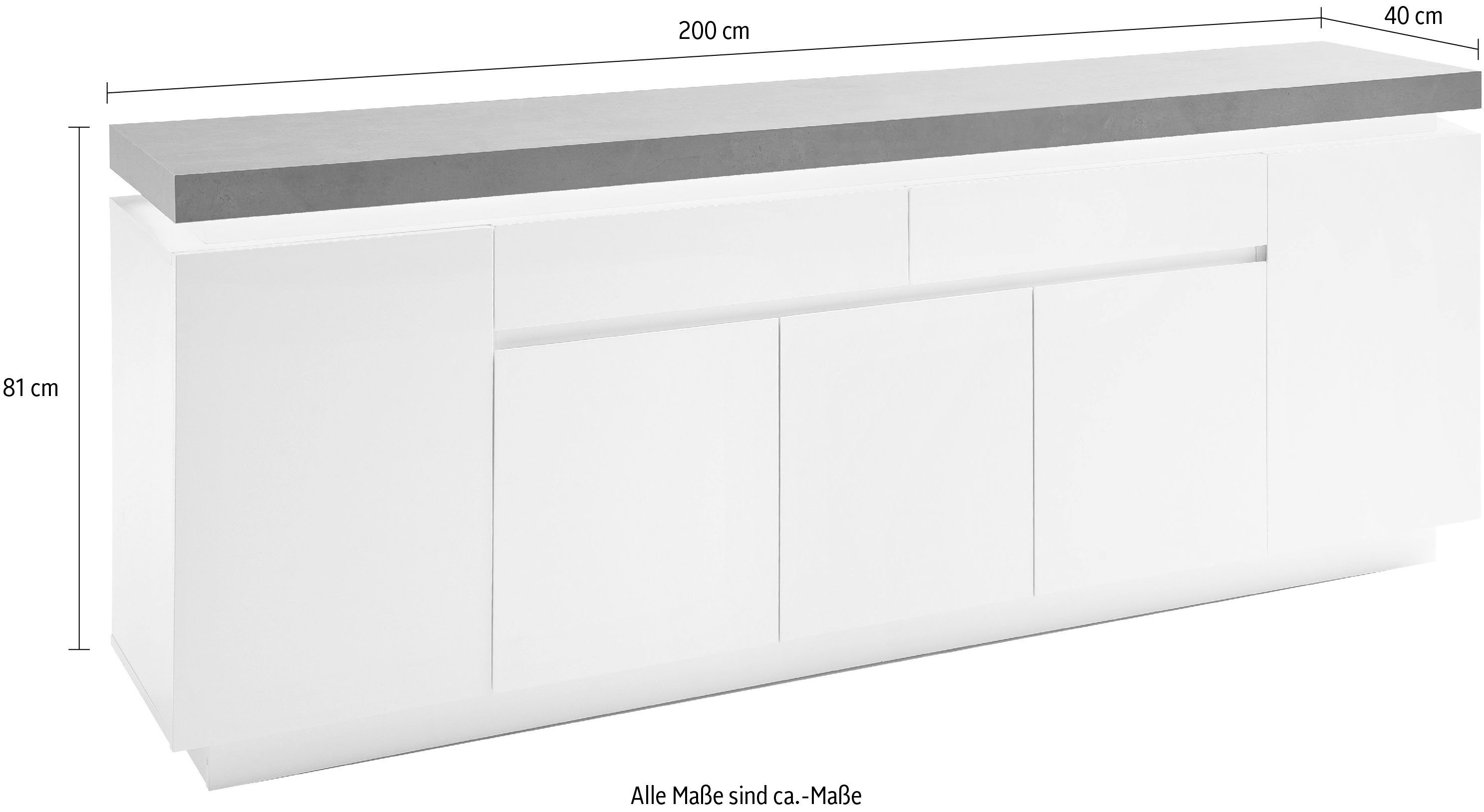 MCA furniture Dressoir Romina met ledverlichting wit dimbaar, incl. afstandsbediening