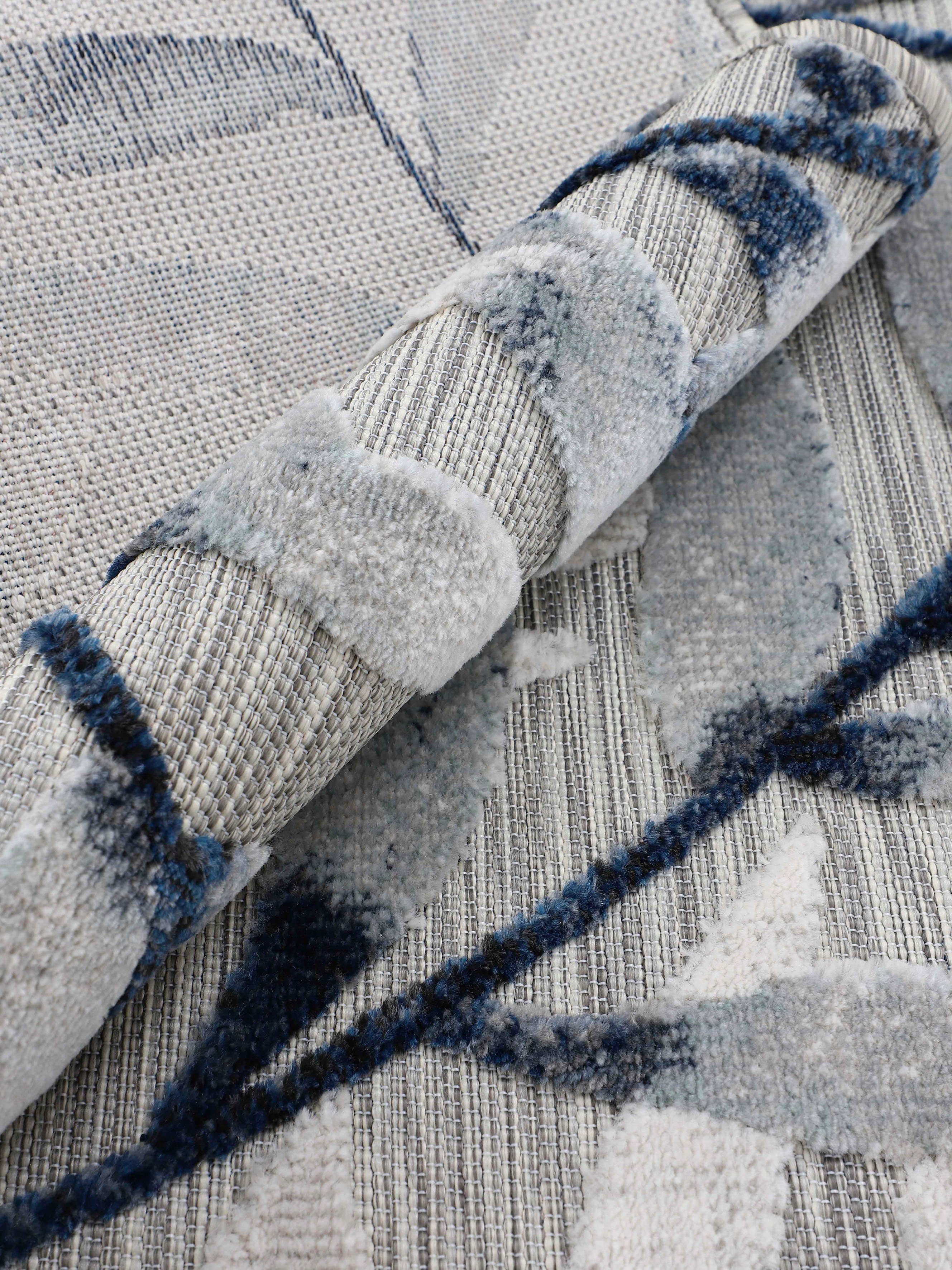 carpetfine Vloerkleed Deja 100 robust vlakweefsel, motief - florale palmbladeren, hoog-laag effect