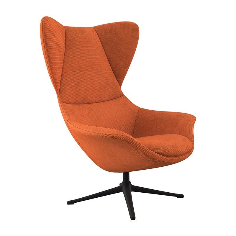 FLEXLUX Oorfauteuil Stilo relaxstoel, TV-stoel Solitaire, stijlicoon, draaibaar, zwarte poot