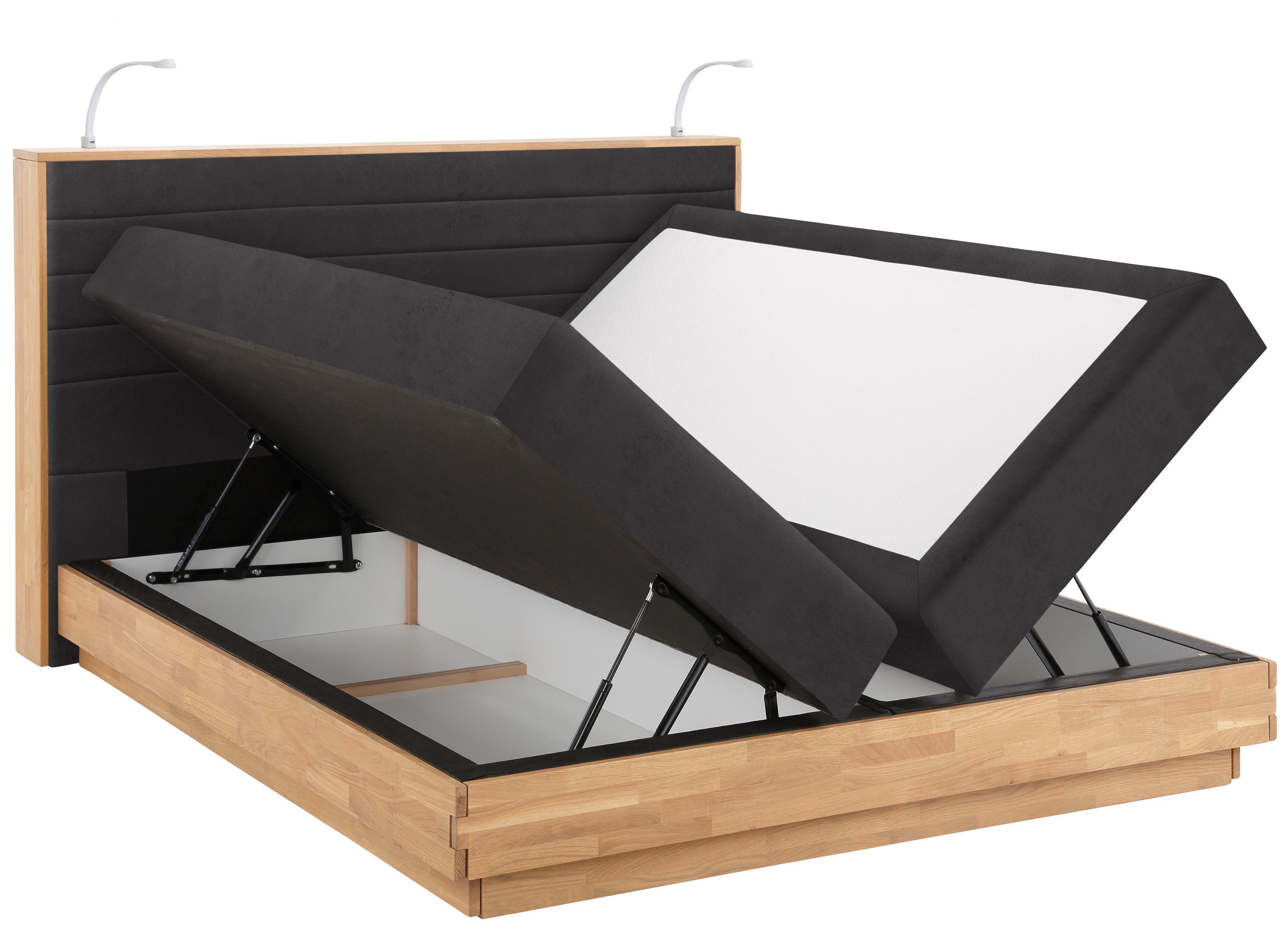 Home affaire Boxspring Cavan Eiken, met bedkist & topmatras, verschillende hardheden (ook H4)