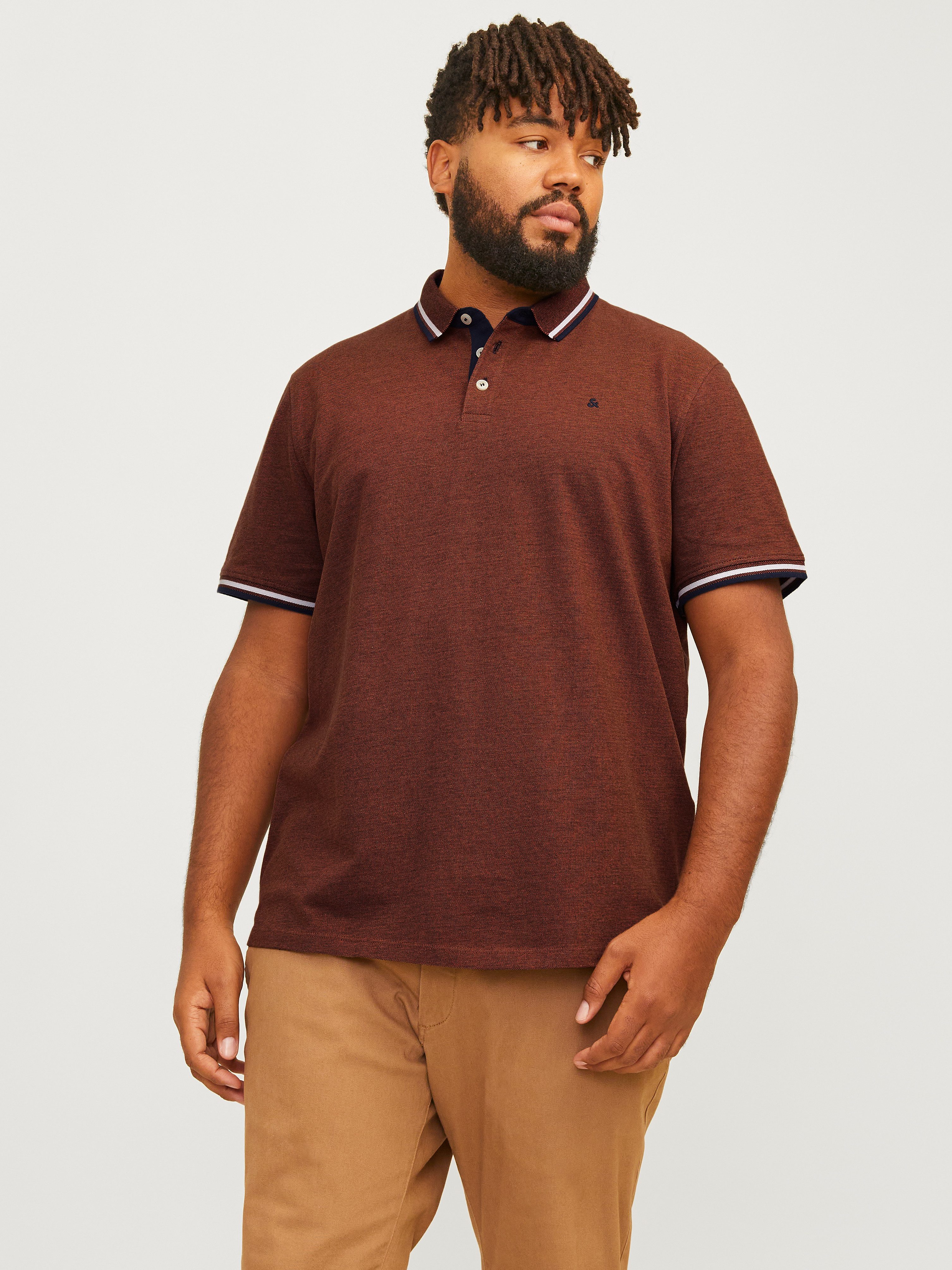 Jack & Jones PlusSize Poloshirt JJEPAULOS POLO SS NOOS PLS heren poloshirts maat 6XL oranje