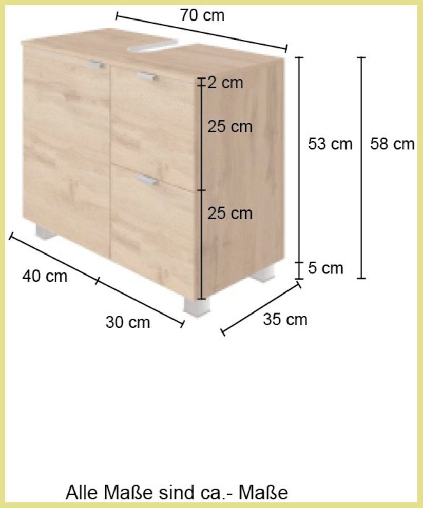 welltime Wastafelonderkast Bauska 70 cm breed, met 2 laden