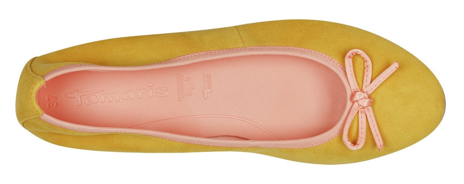 Tamaris Ballerina's , blockhak, business schoen, instapschoen met schattige decoratieve strik