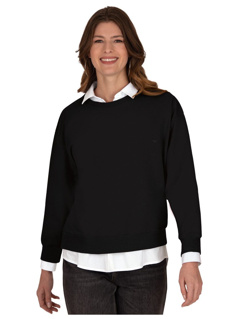 Trigema Sweatshirt TRIGEMA dun sweatshirt dames sweaters maat XL zwart