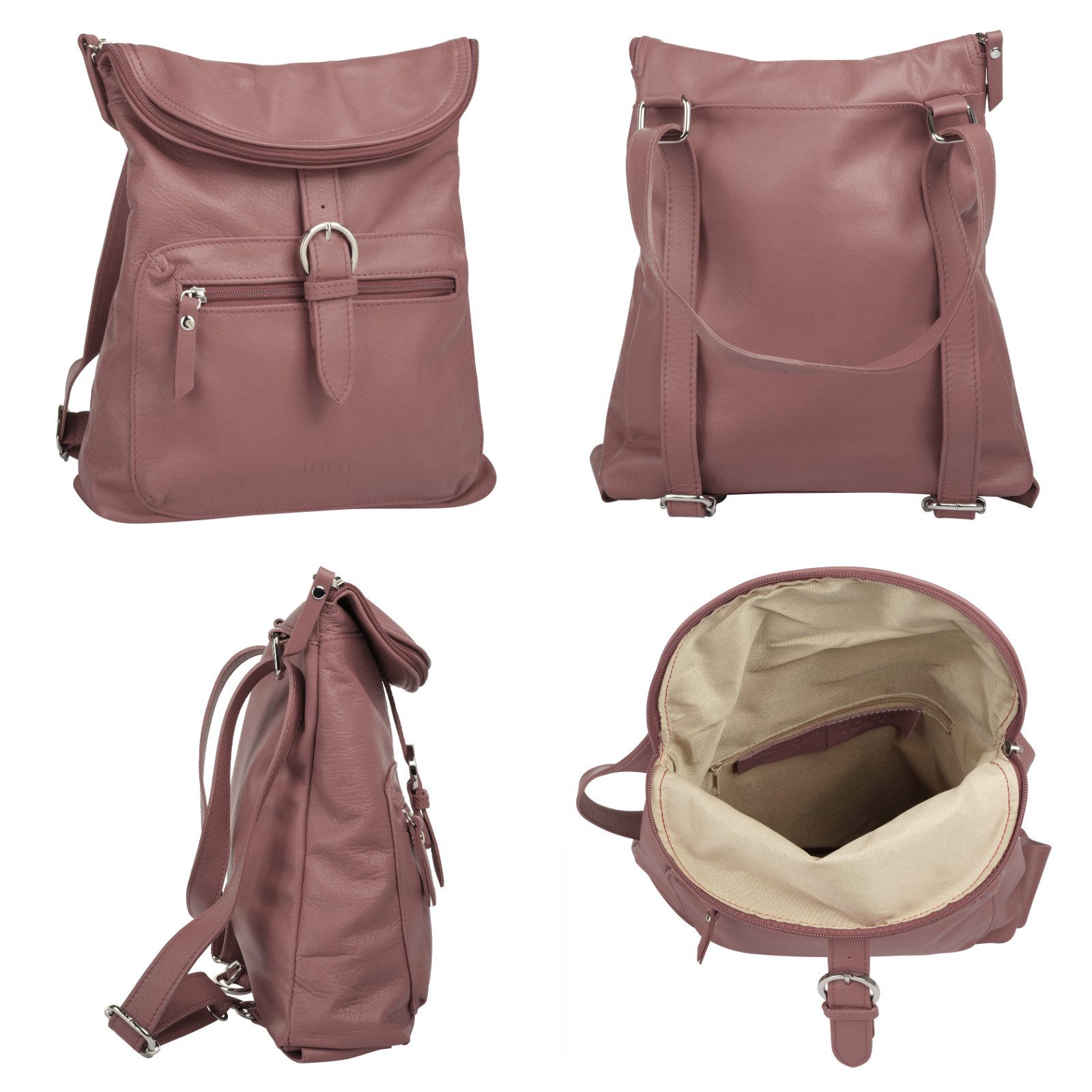 Forty Degrees Rugzak echt leer, made in italy