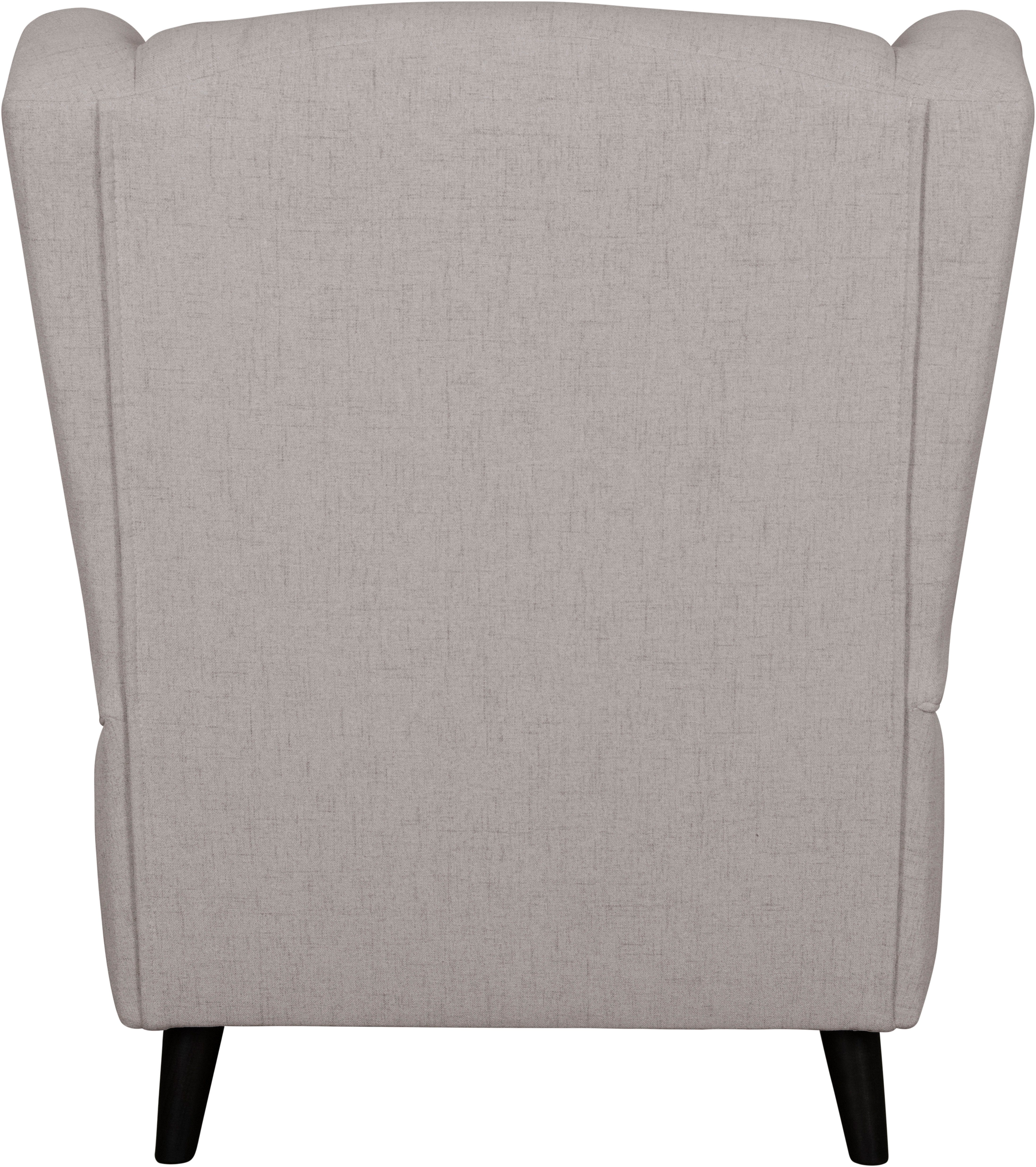 Home affaire Fauteuil Ohrensessel CHISTELLE, optioneel met poef met golfondersteuning, afmetingen: b/d/h: 81/87/99 cm