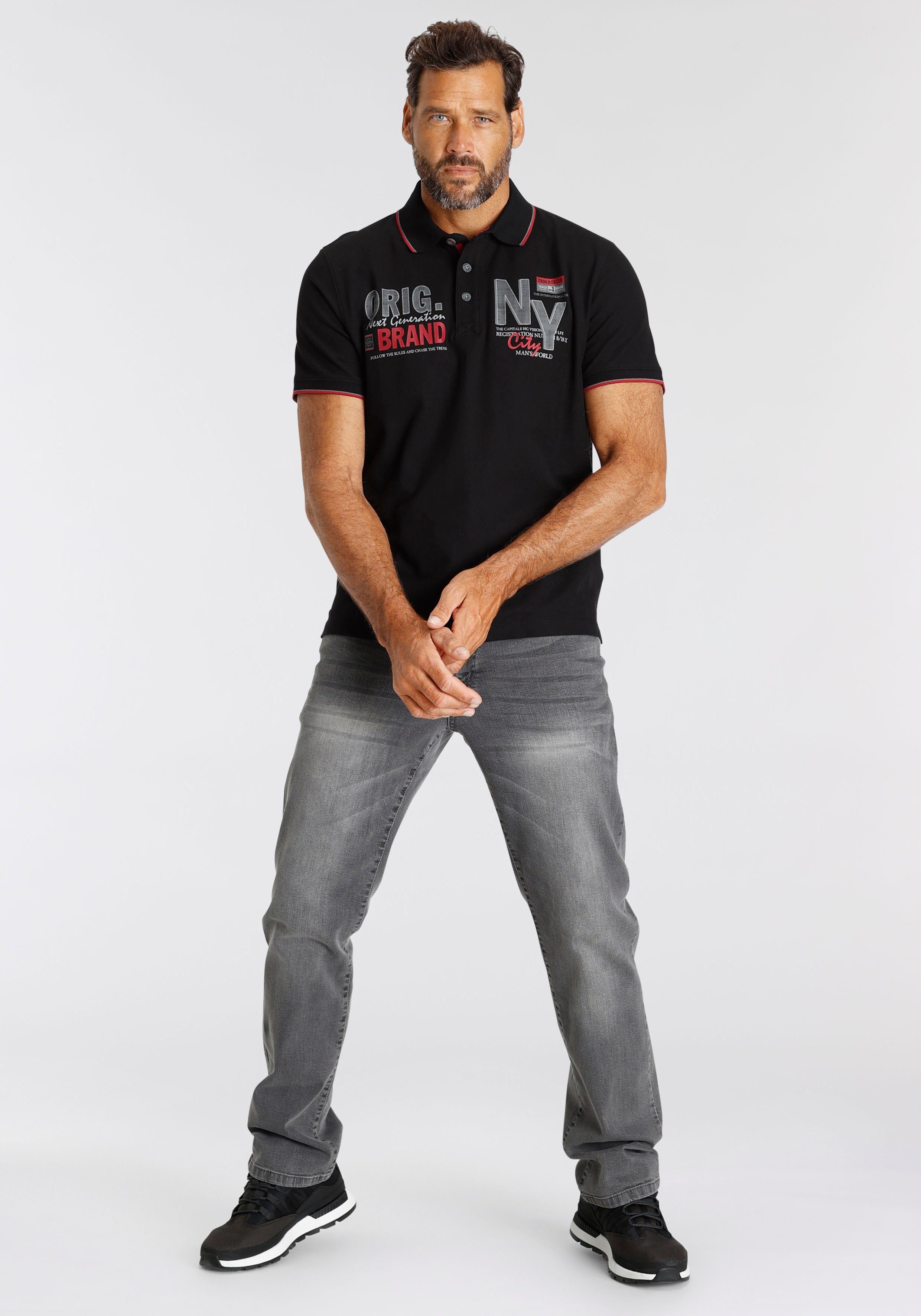 Man's World Poloshirt Korte mouwen, met stijlvolle print, polokraag