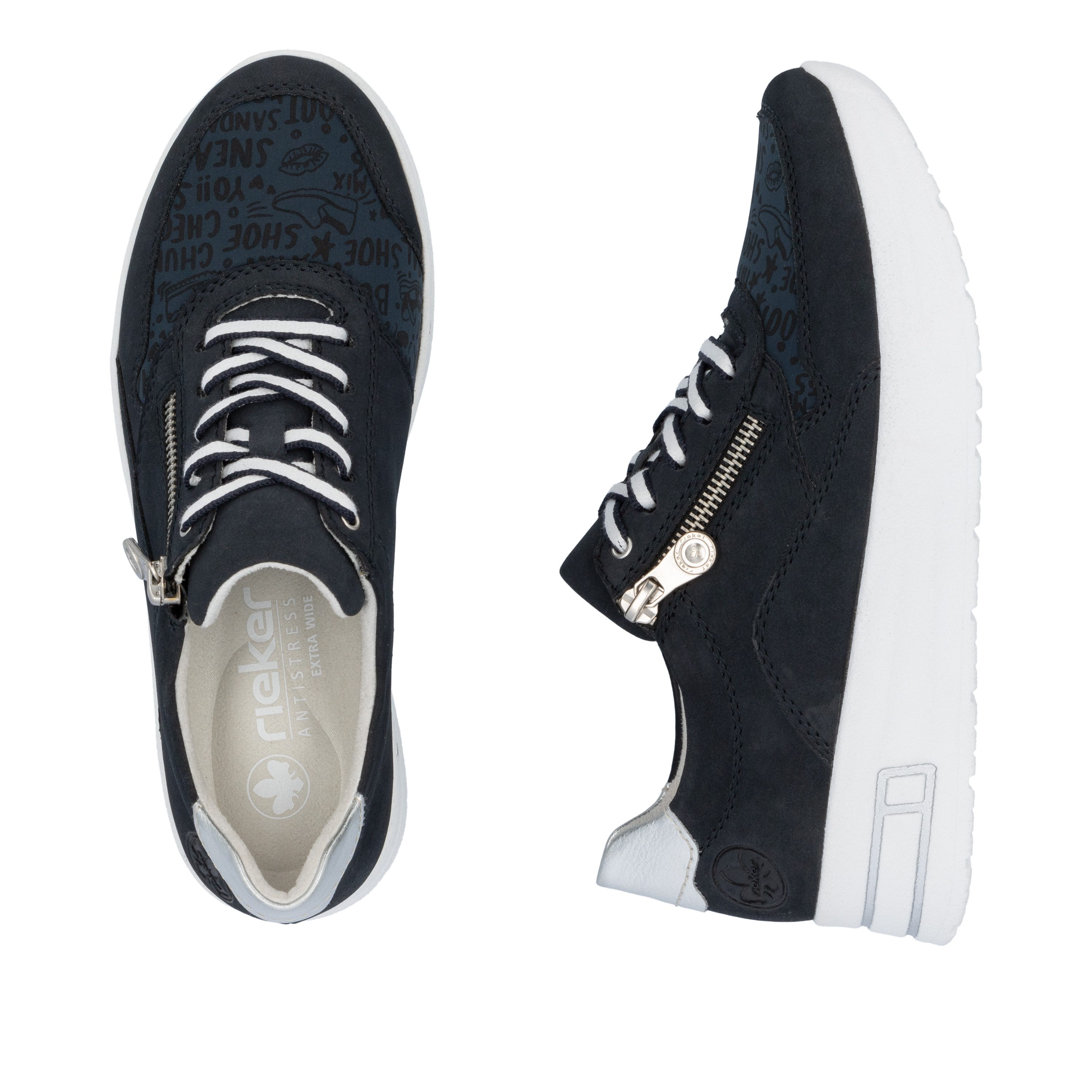 Rieker Plateausneakers , veterschoenen, lage schoen, vrijetijdsschoen met zachte inlegzool