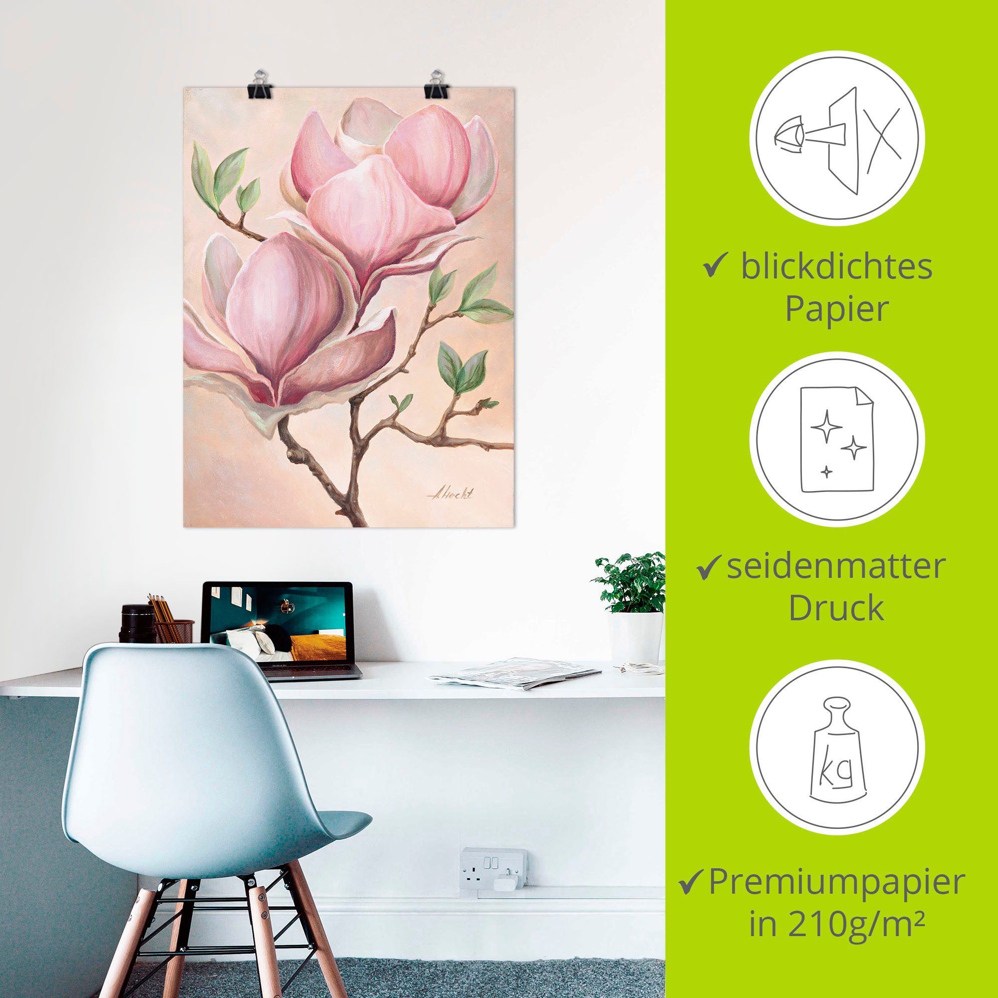Artland Artprint Magnoliabloemen als artprint op linnen, poster in verschillende formaten maten