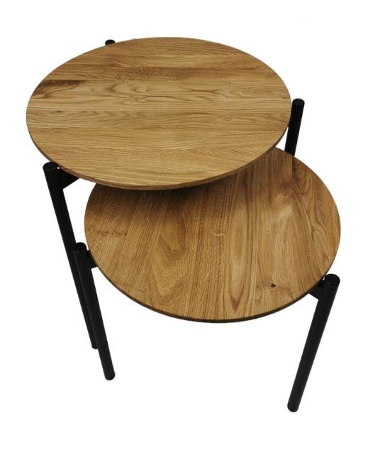 andas Salontafel Kotka Tafelblad van massief eiken, onderstel van metaal