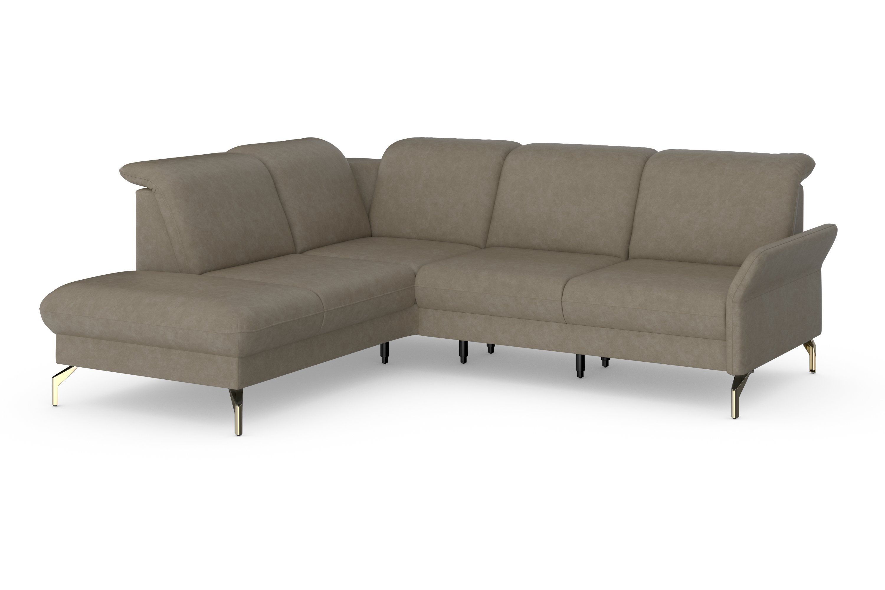 sit&more Hoekbank Fashion L-vorm naar keuze met verstelbare hoofdsteun, uittrekzitting, motorisch, nikkel poten