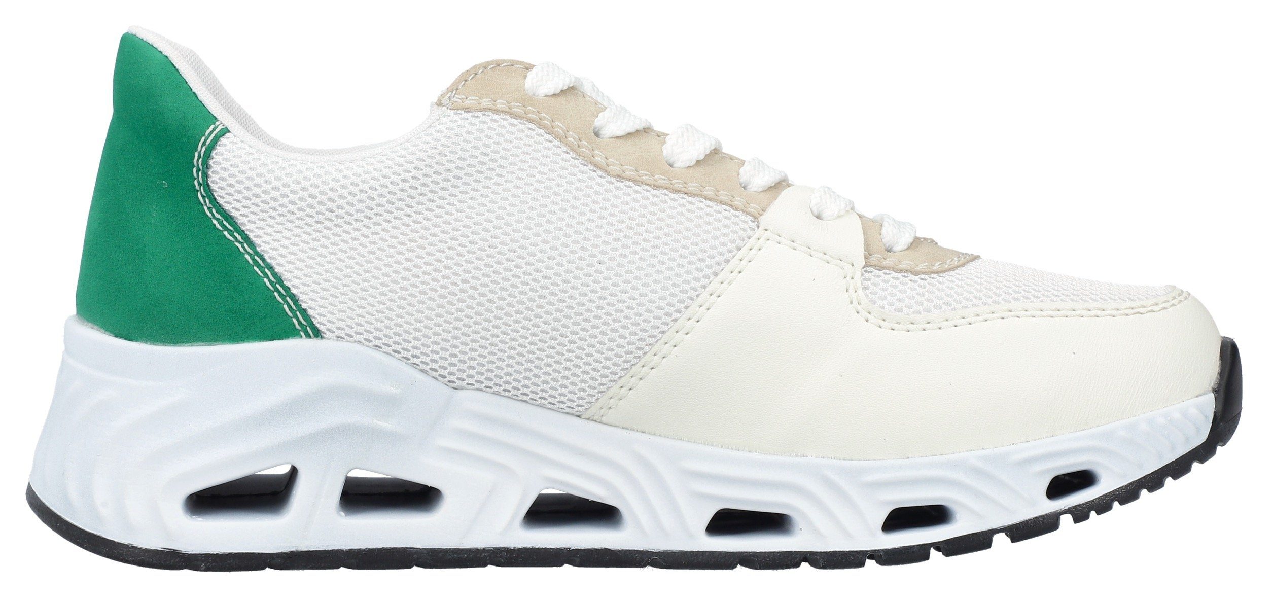 Rieker Sneakers met sleehak met contrasterende decoratieve naad, vrijetijdsschoen, lage schoen, veterschoen