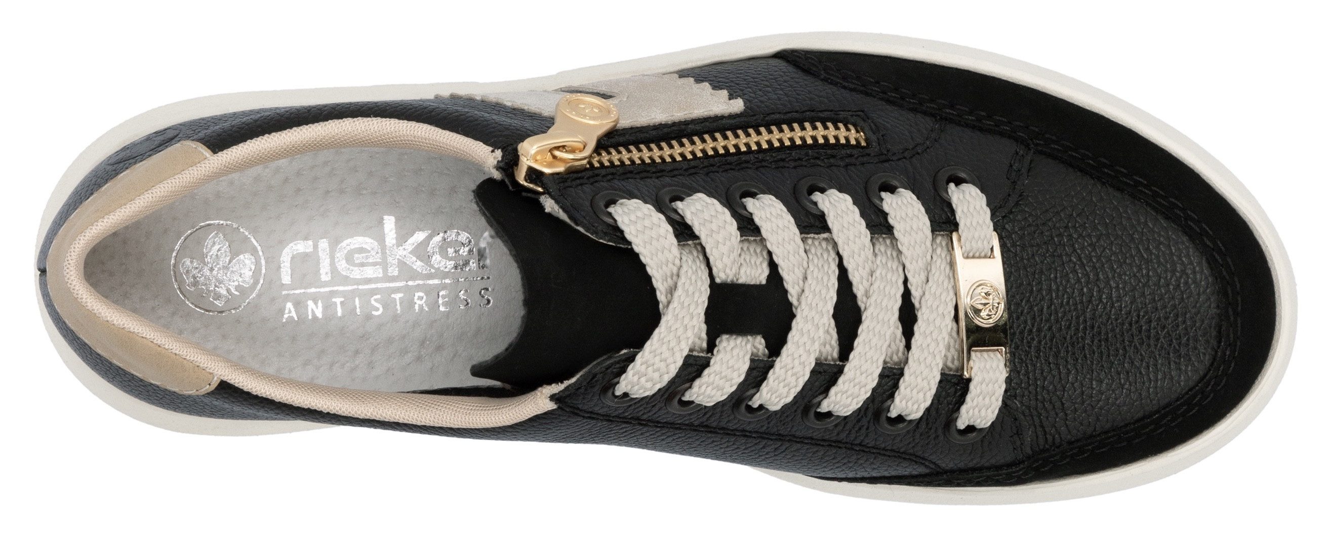 Rieker Plateausneakers , veterschoenen, lage schoen, vrijetijdsschoen met zijrits