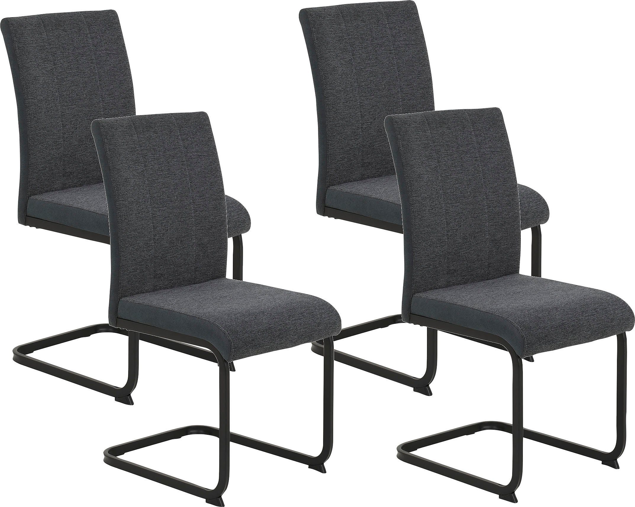 HELA Vrijdragende stoel LINN Eetkamerstoel in een praktische set van 2 of 4 (set) zweefstoelen zwart