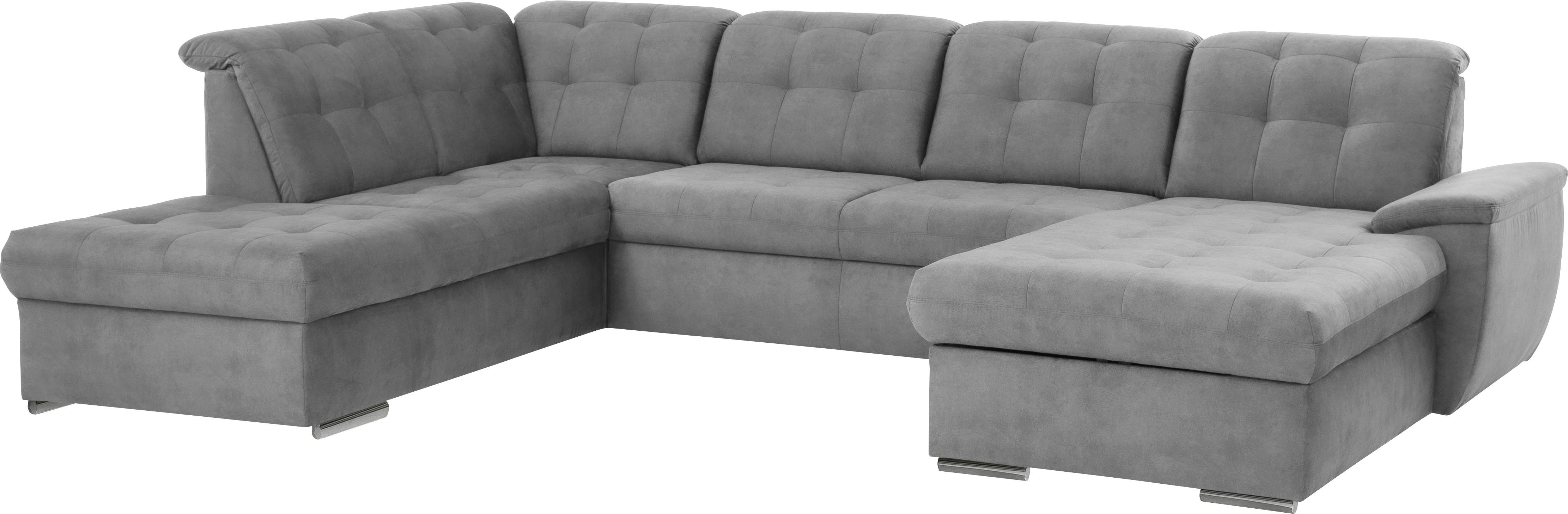 exxpo - sofa fashion Zithoek Durango, uitgebreide zit- en rugverwerking, comfortabel, U-vorm inclusief verstelbare hoofdsteun, naar keuze met slaapfunctie en bedkist (4-delig)