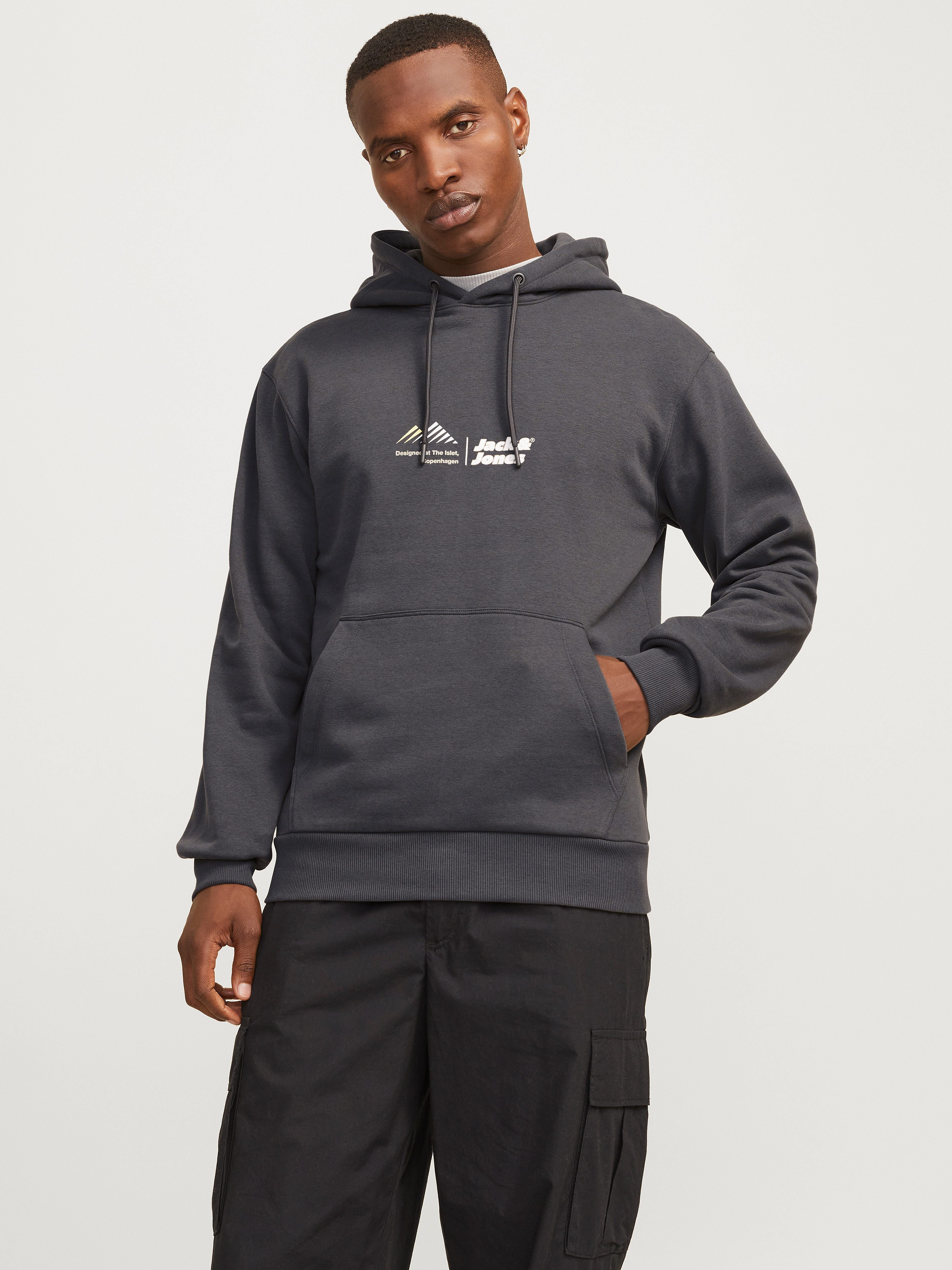 Jack & Jones Hoodie JCOLIMA LOGO SWEAT HOOD BF heren hoodies maat S grijs