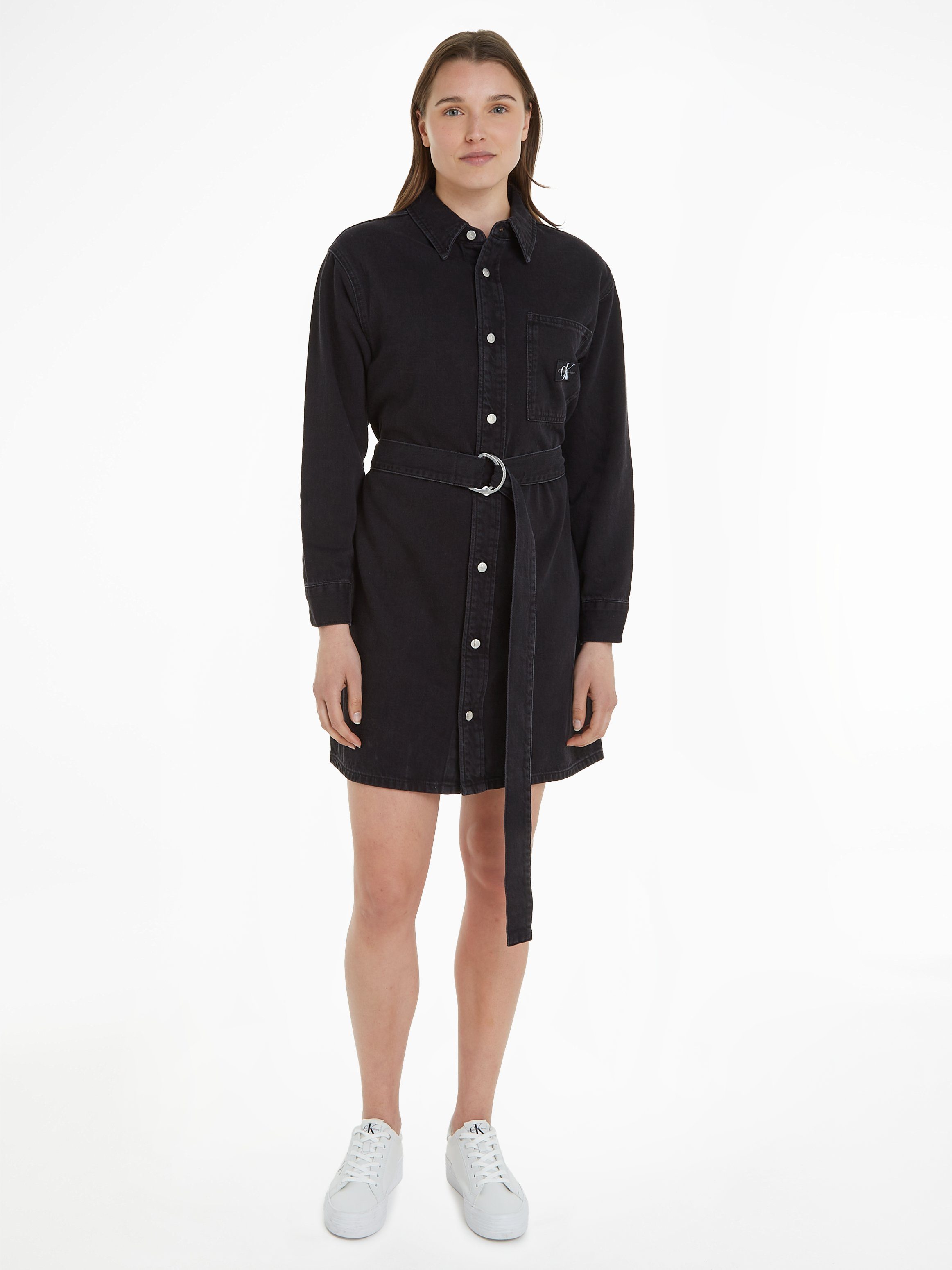 Calvin Klein Jeans jurk BELTED UTILITY DENIM SHIRT DRESS