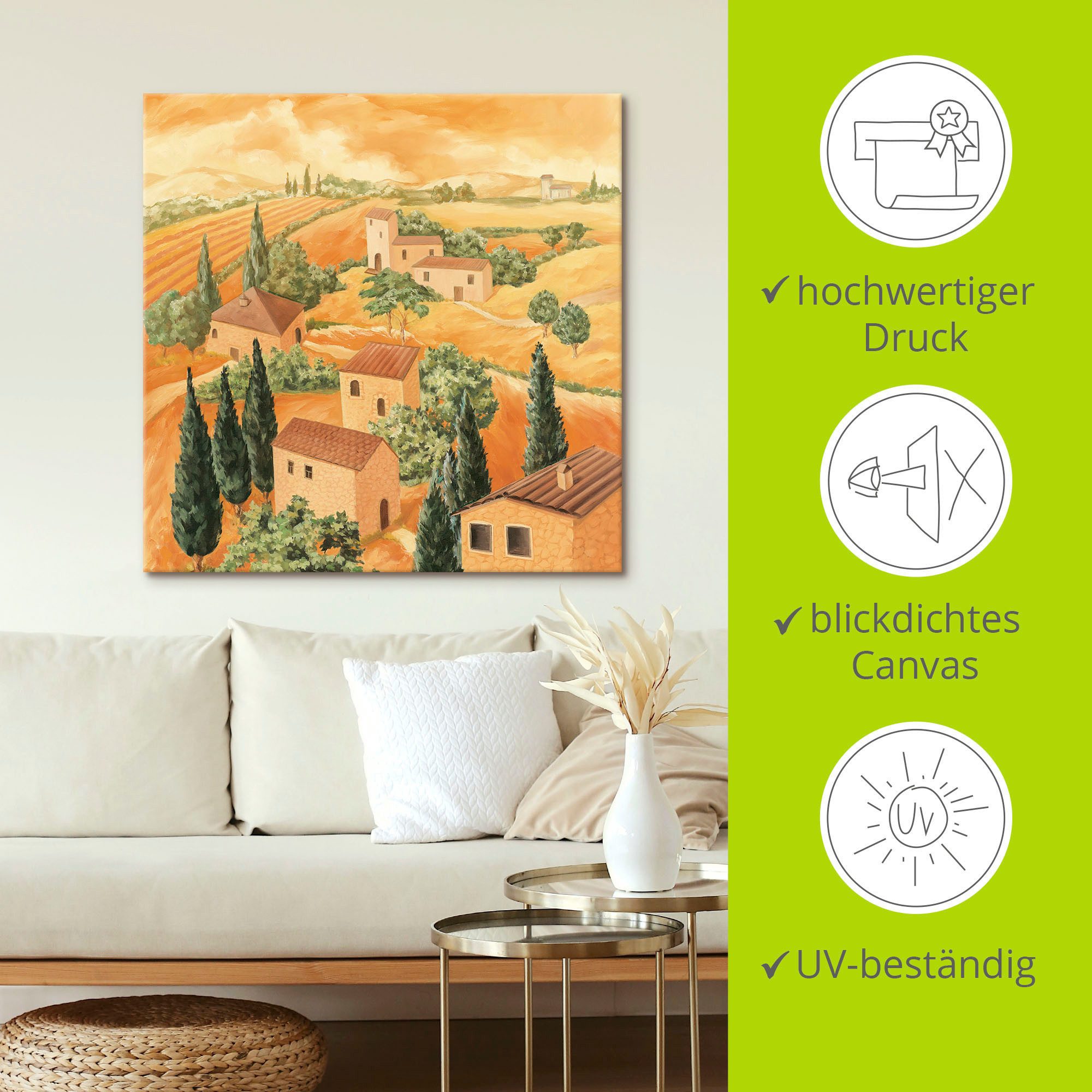 Artland Artprint Landschap Italië als artprint van aluminium, artprint voor buiten, artprint op linnen, poster in verschillende maten. maten