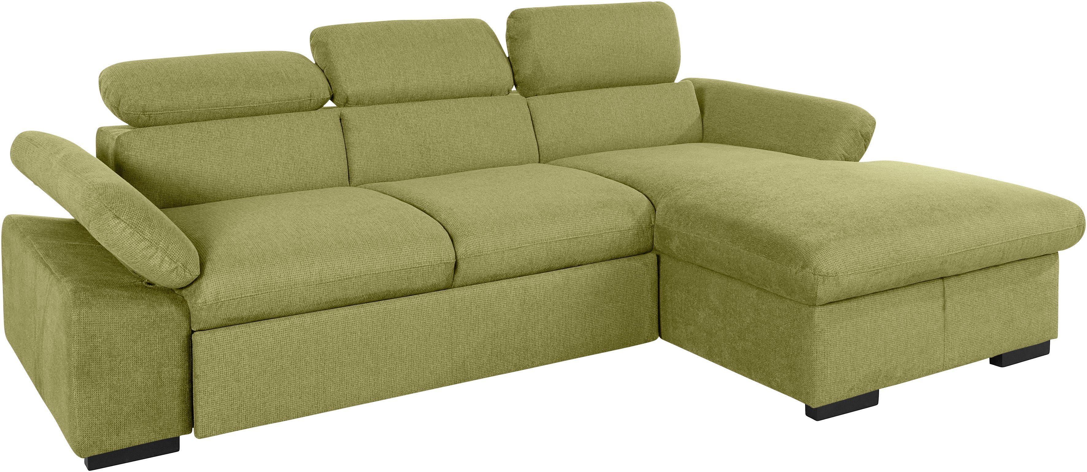 COTTA Hoekbank Lola L-vorm met hoofdeinde-functie & poef keuze met bedfunctie, bedlade & armleuningverstelling (set)