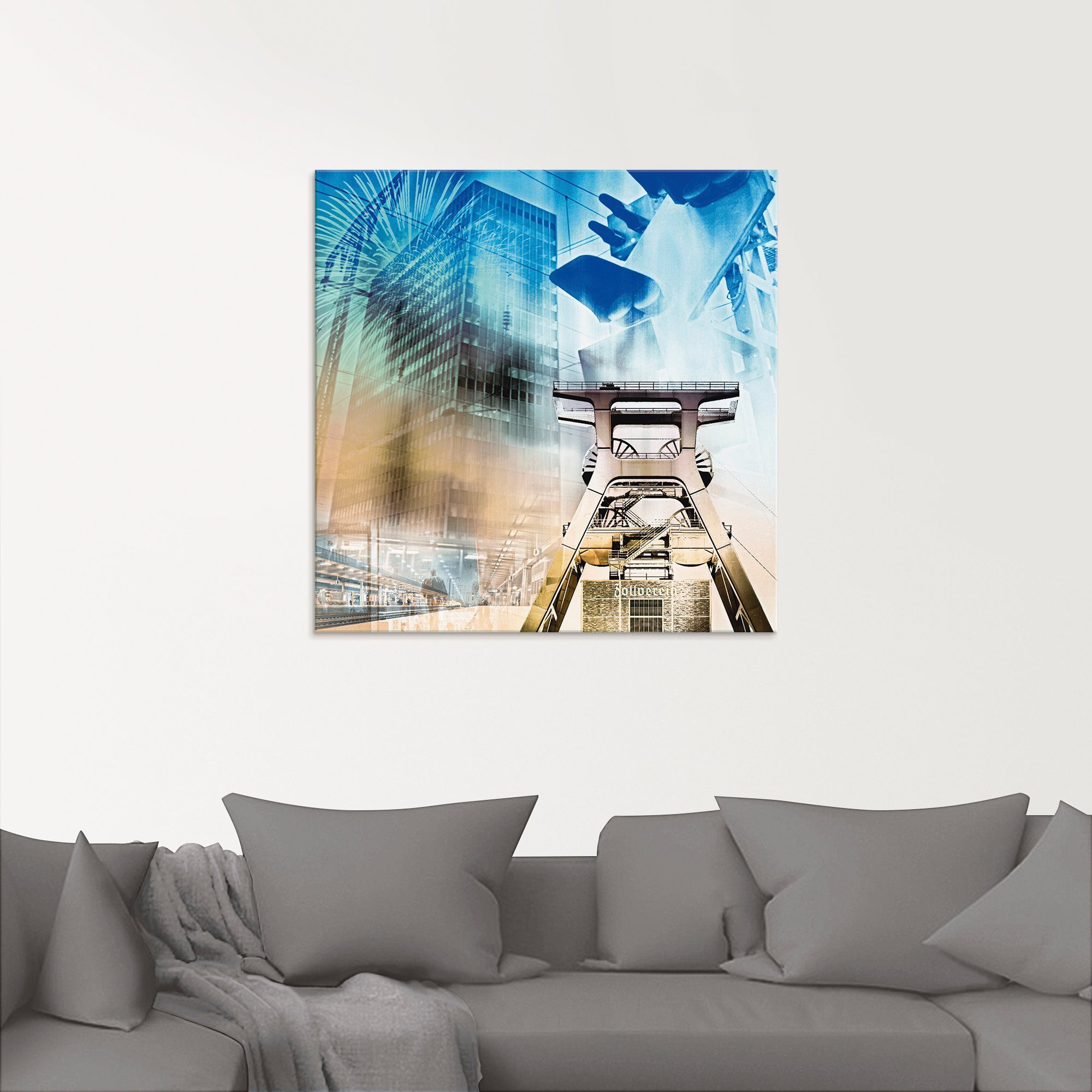 Artland Print op glas Essen skyline abstracte collage II