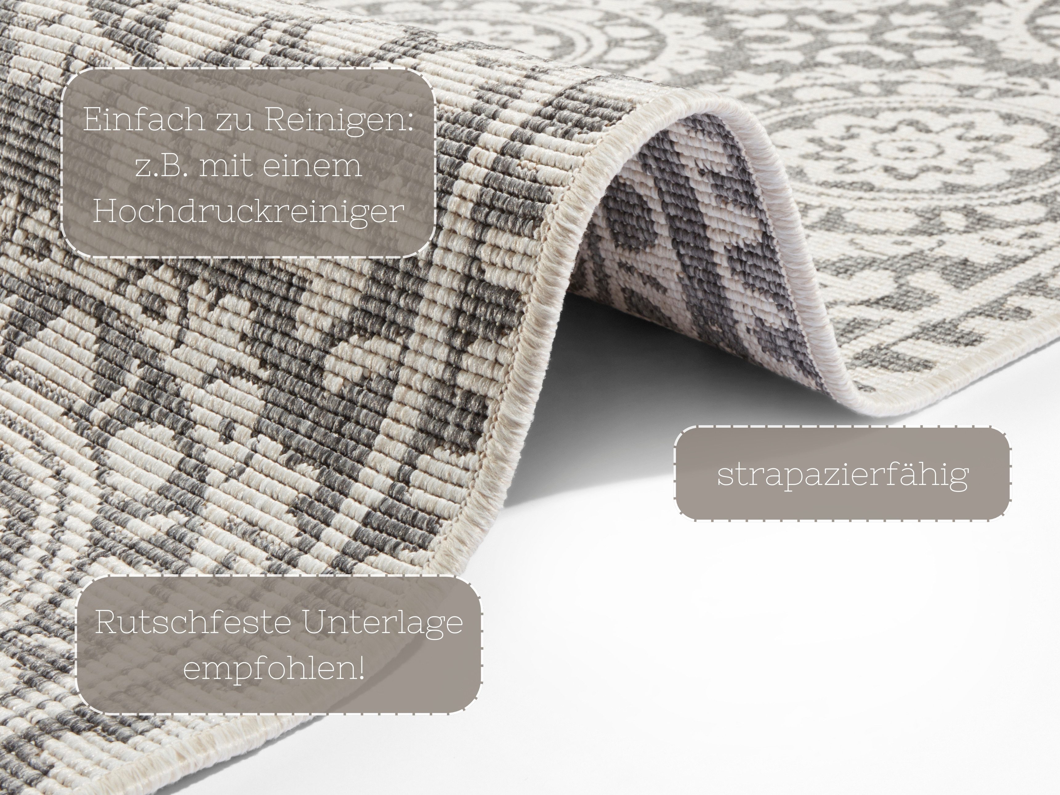 NORTHRUGS Loper Jardin Tweezijdig te gebruiken kleed, in-& outdoor, vintage, balkon, tuin, woonkamer, hal