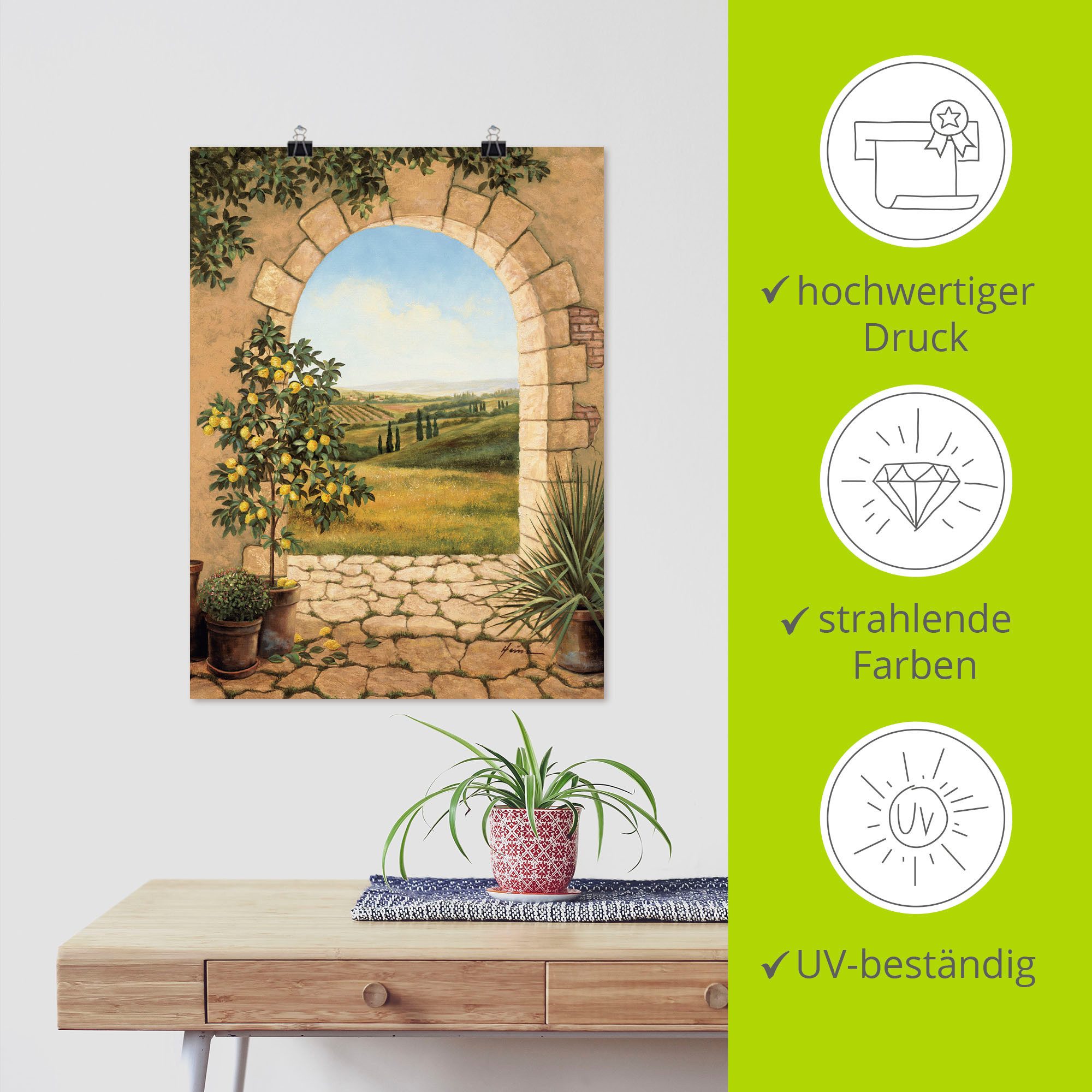 Artland Artprint Citroenboompje voor de boog als artprint van aluminium, artprint voor buiten, artprint op linnen, poster, muursticker