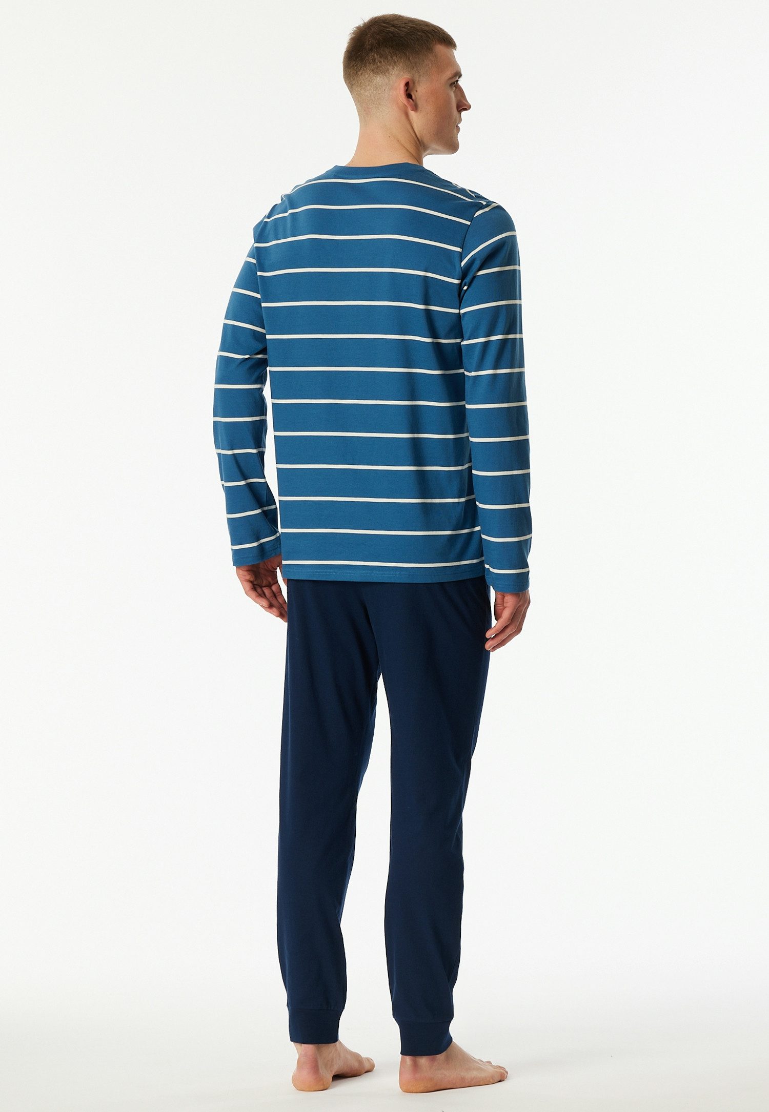 Schiesser Pyjama Casual Nightwear Knoopsluiting, bindband, lange mouw, katoen, single jersey (2-delig)