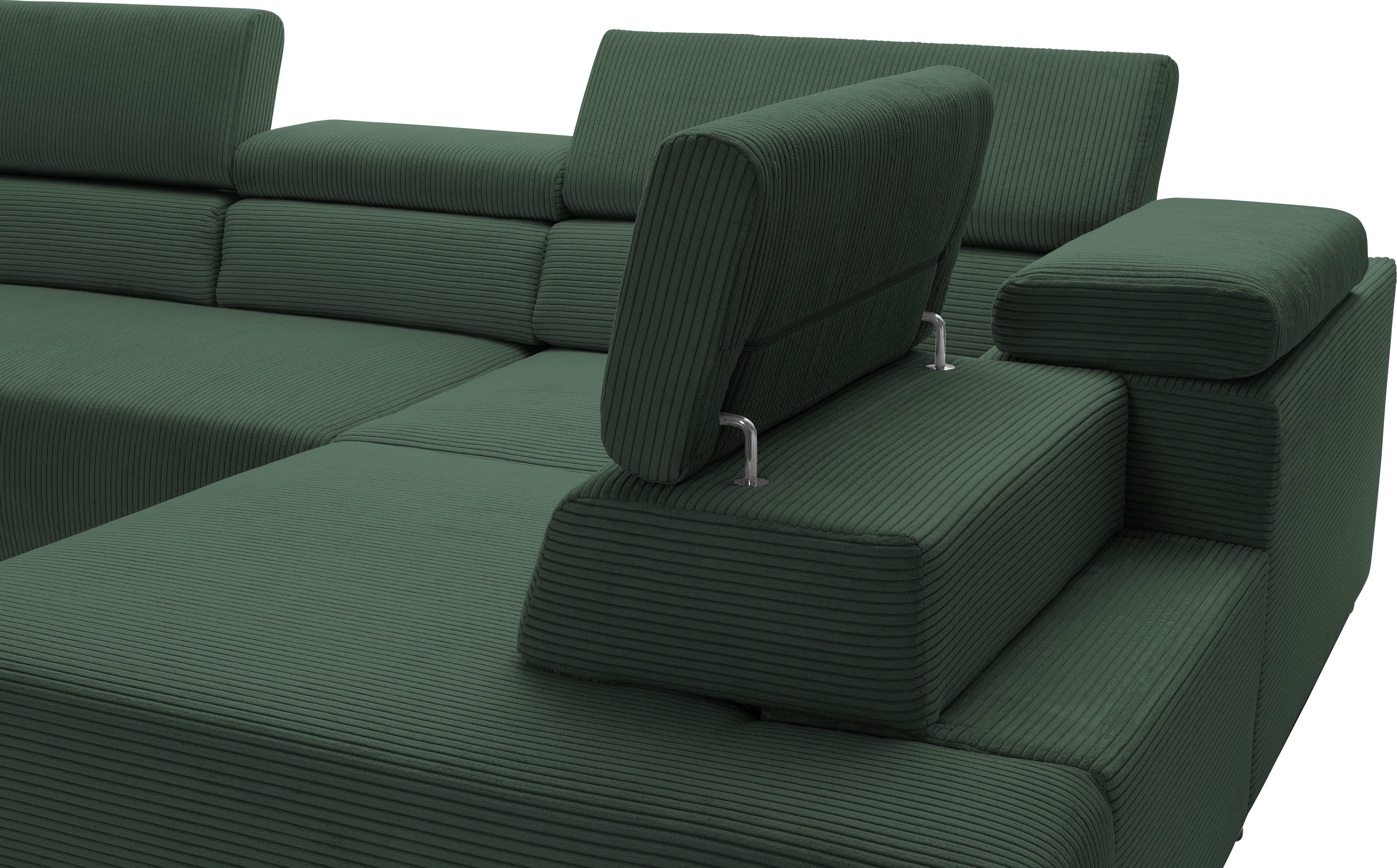 exxpo - sofa fashion Hoekbank VITTORIO met comfortfuncties, comfortabel en modern, cord, L-vorm incl. hoofdsteun- en zitdiepteverstelling, optioneel met bedfunctie