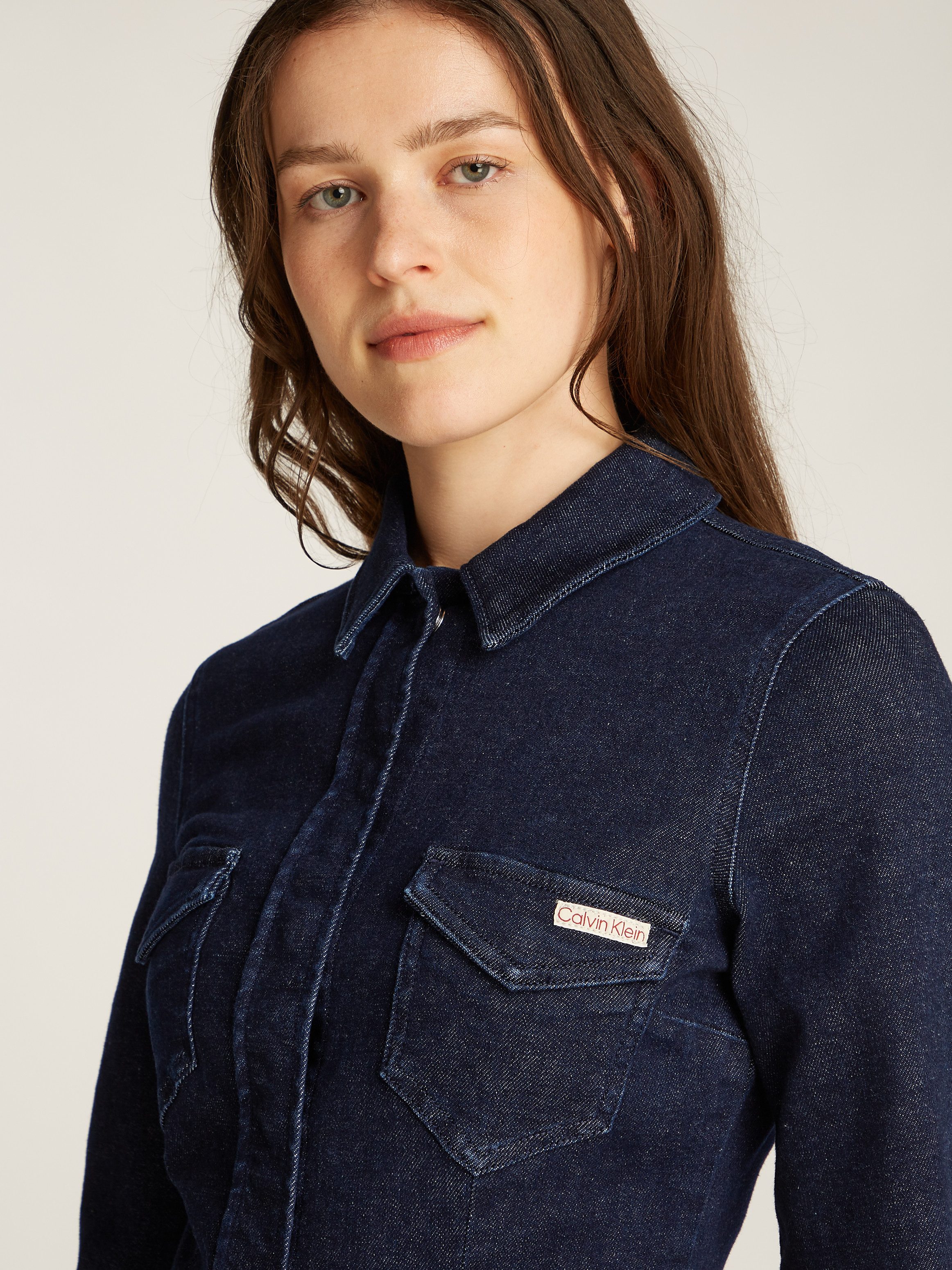 Calvin Klein Jeans jurk DARTED LEAN SHIRT DENIM DRESS