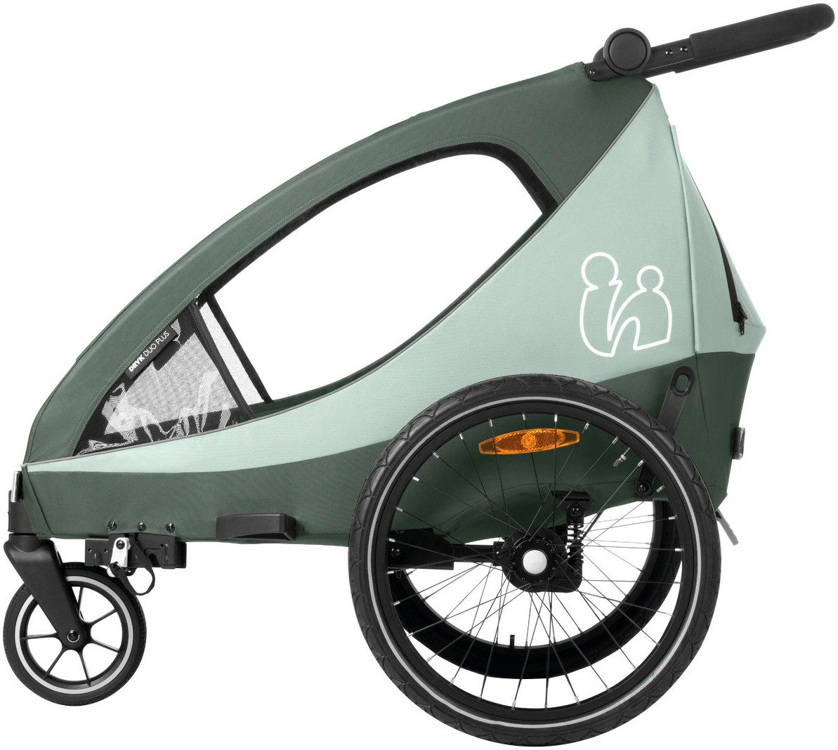 Hauck Kinderen fiets aanhanger 2in1 Bike Trailer und Buggy Dryk Duo Plus, dark green