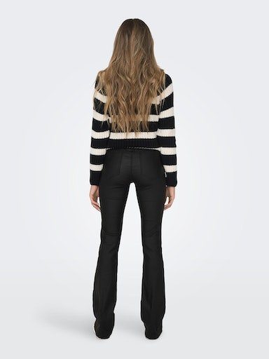 Only Imitatieleren broek ONLBLUSH MID WAIST FLARED COATED NOOS