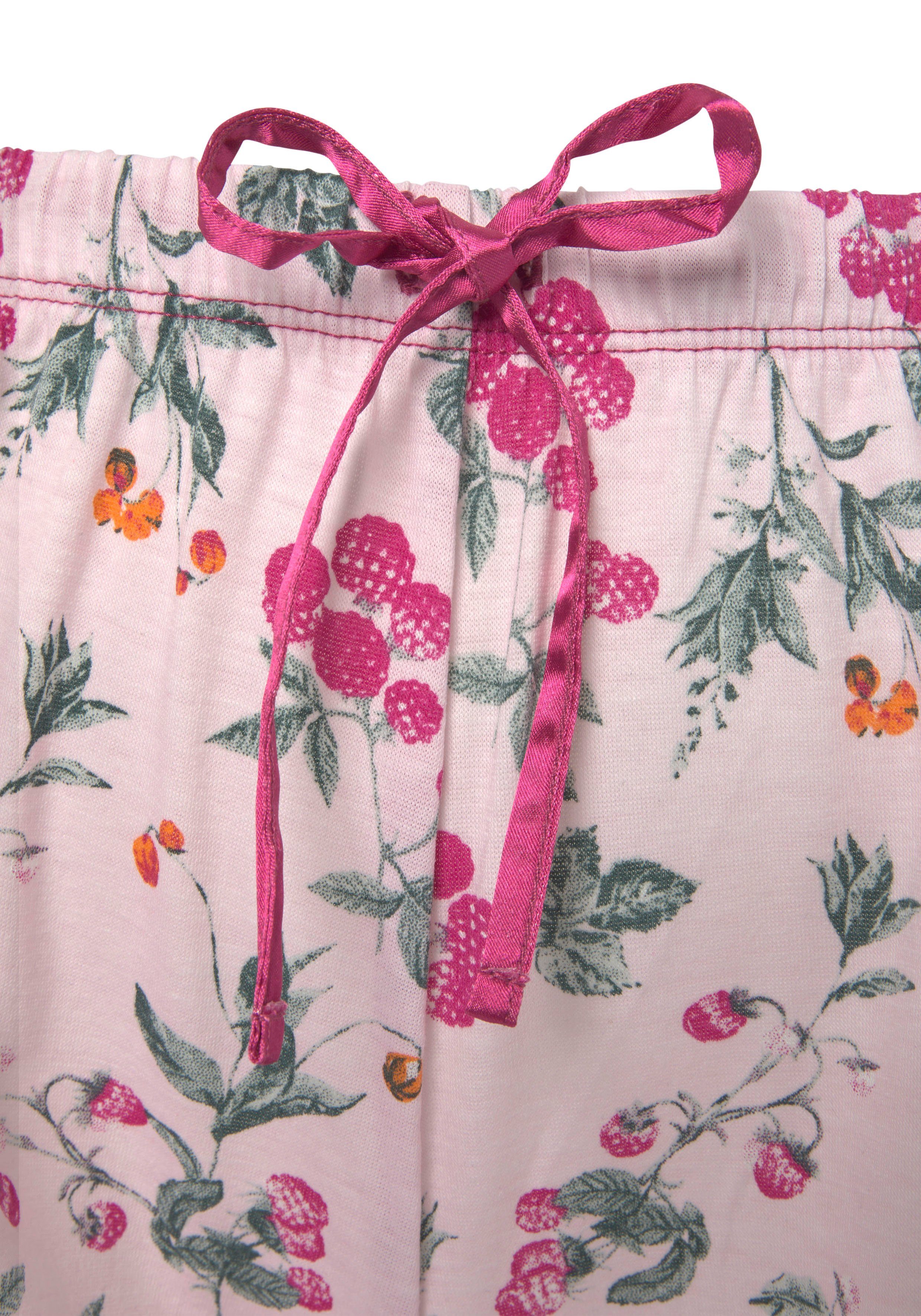 Lascana Shortama met fruitprint en satijnen details (2-delig)