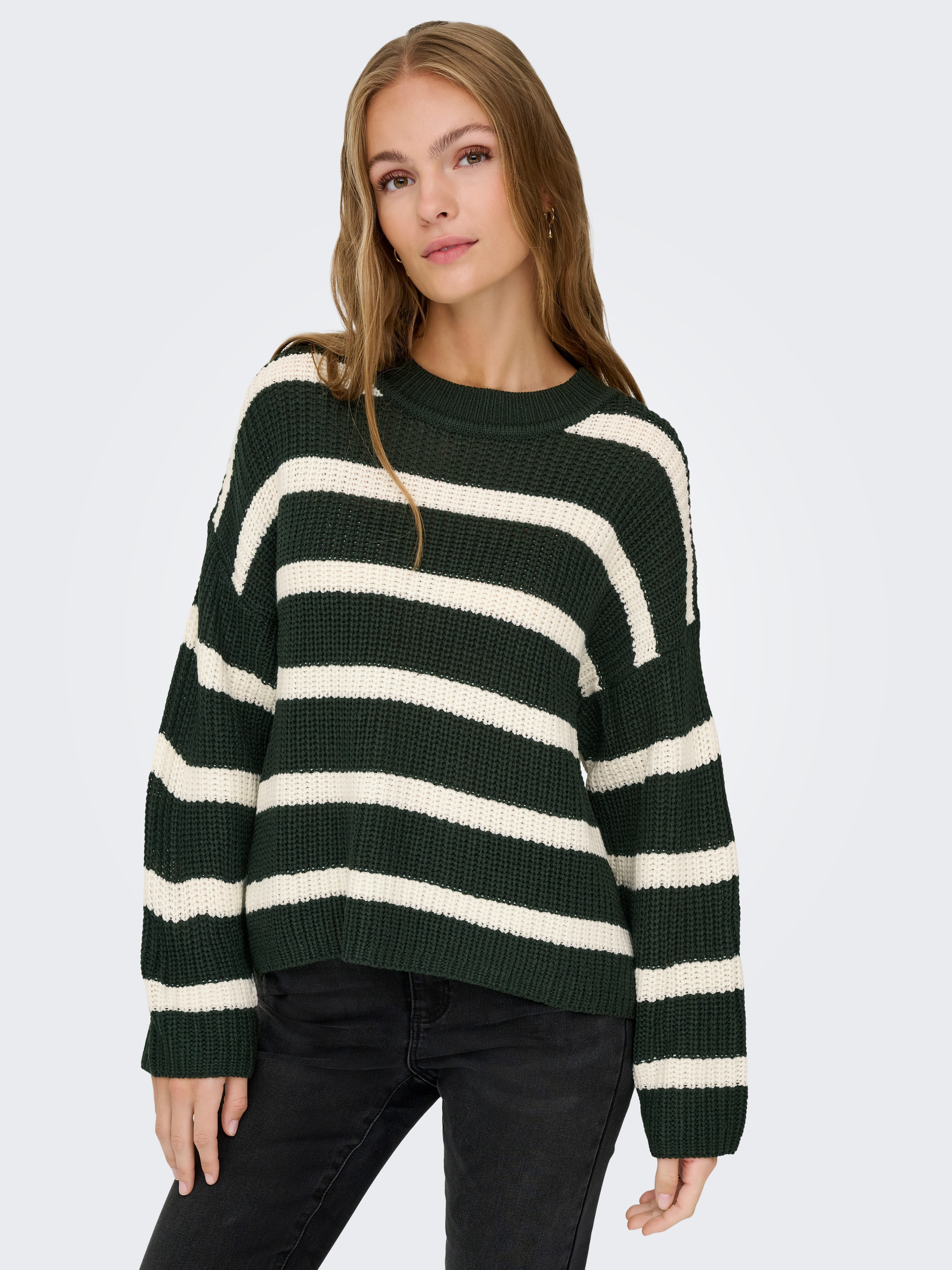 JDY Gebreide trui JDYJUSTY L/S STRIPE PULLOVER KNT NOOS
