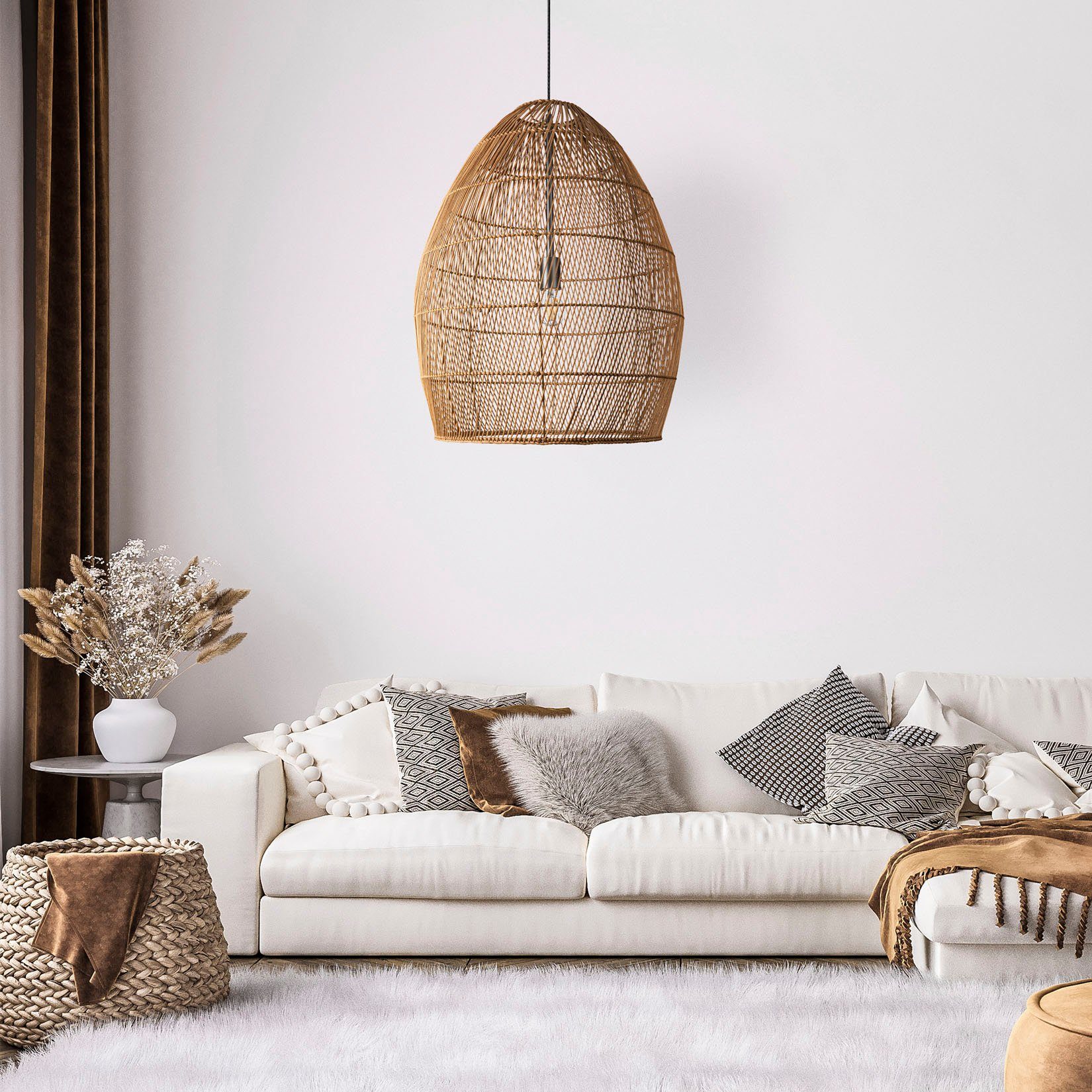 Paco Home Hanglamp VIHMA Rattan pendellamp eettafel lamp natuurlijk LED Boho rustiek E27