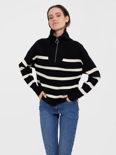 Vero Moda Schipperstrui VMSABA STRIPE LS HIGHNECK BLOUSE GA NOOS