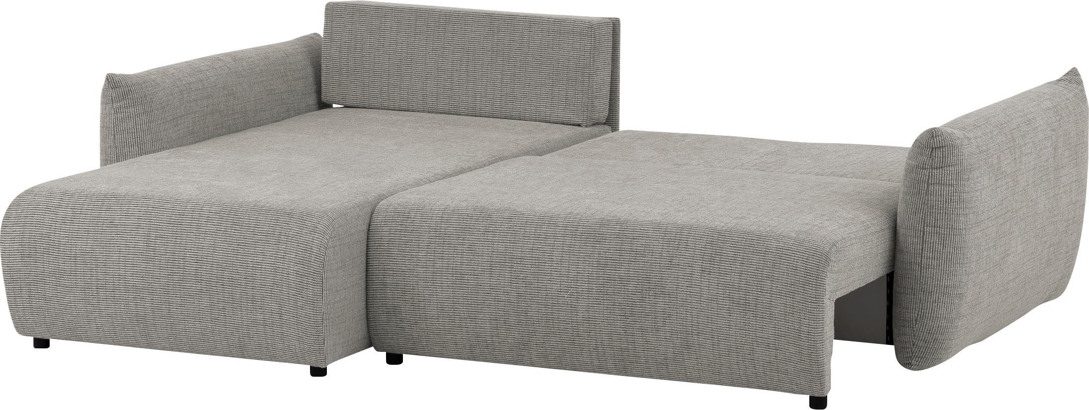 INOSIGN Hoekbank MAVAS bedbank met bedkist, L-model, ca. 257/127 cm (ligoppervlak 212/145 cm), ribfluweel, chenille, structuur