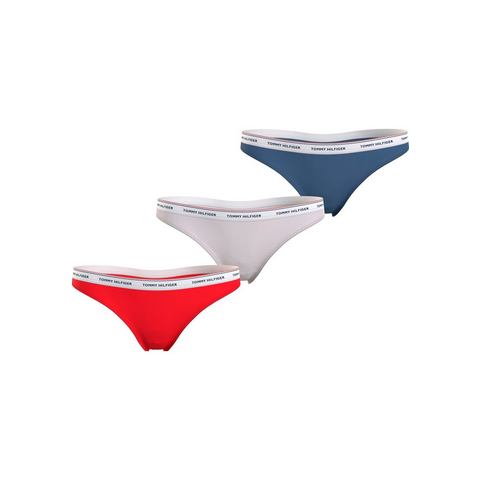 NU 20% KORTING: Tommy Hilfiger Underwear Slip 3 PACK THONG (EXT SIZES) met tommy hilfiger logoband (