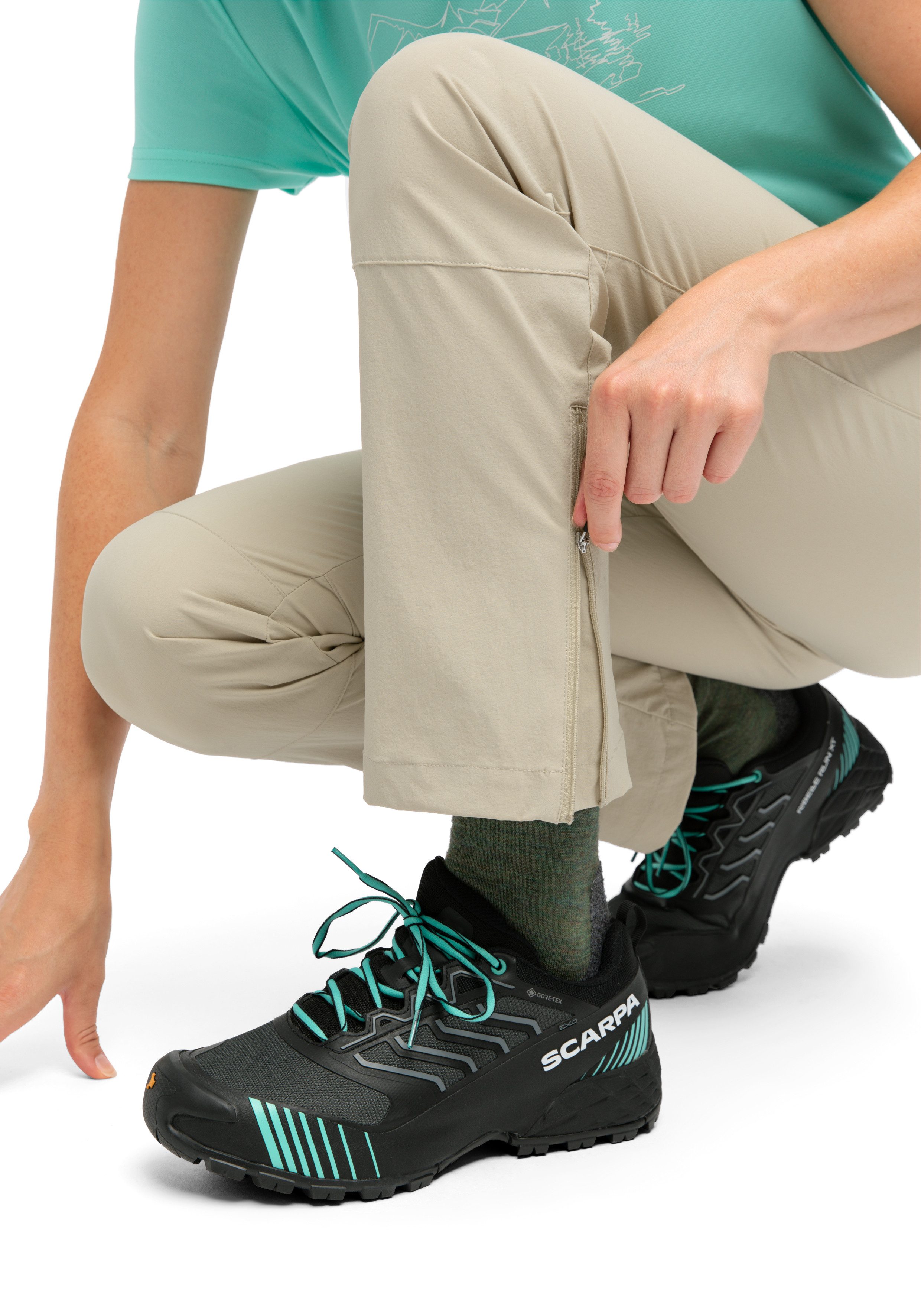 Maier Sports Outdoorbroek Inara slim Vario Dames wandelbroek, functionele broek met variabele tailleband en 4 zakken, slim fit