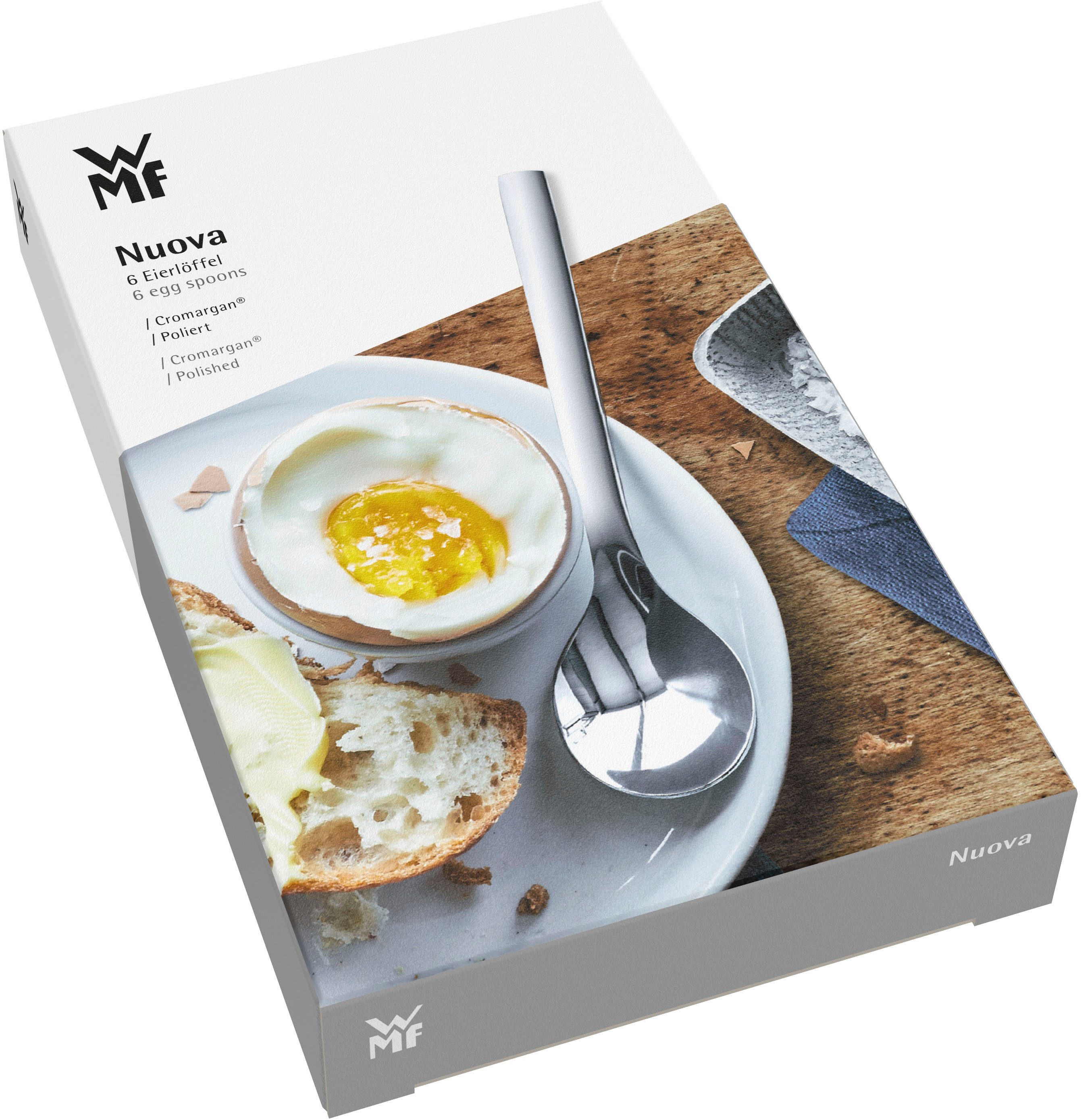 WMF Eierlepel Nuova, lepel-set 12 cm, cromargan® roestvrij staal 18/10, vaatwasmachinebestendig (set, 6-delig)