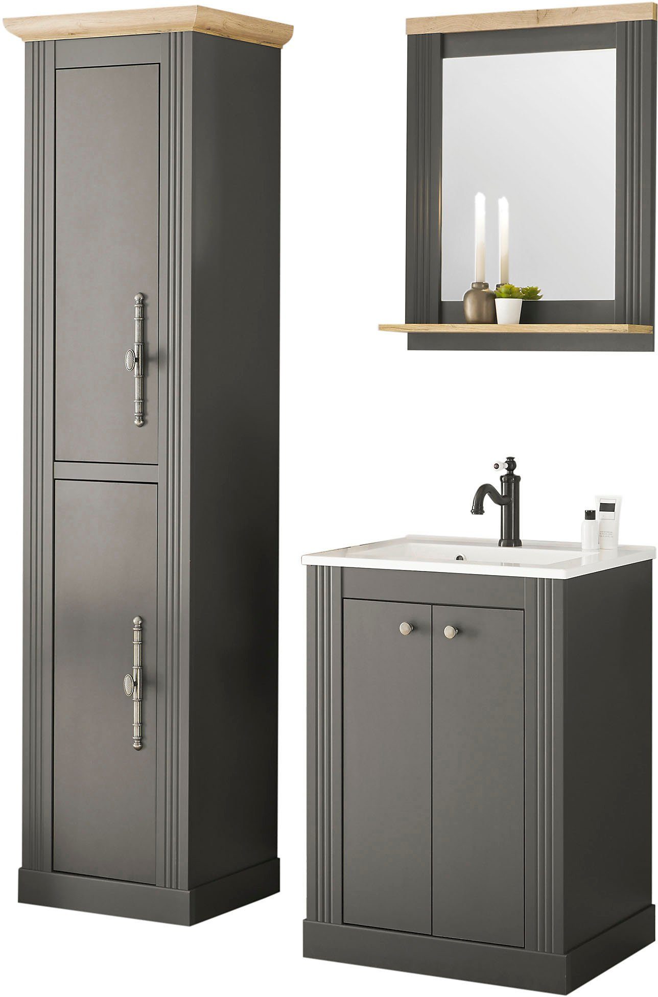 Home affaire Badkamerserie WESTMINSTER, Bad im Landhausstil, 3-teiliges Badezimmer in romantische rustieke stijl, exclusief by otto (3-delig)
