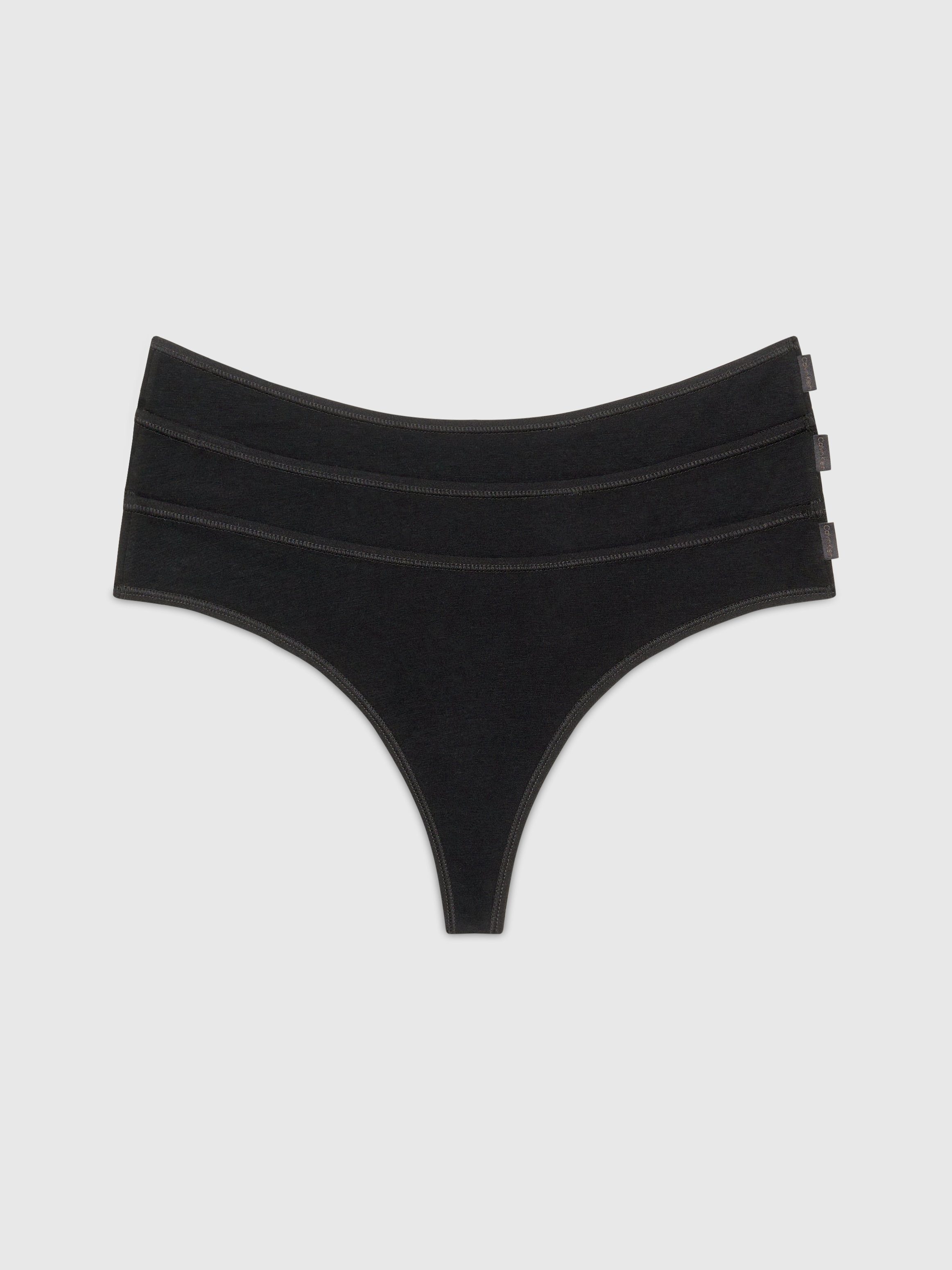 Calvin Klein Tanga 3 PACK THONG (LOW-RISE) (3 stuks) dames slips maat M (38) zwart