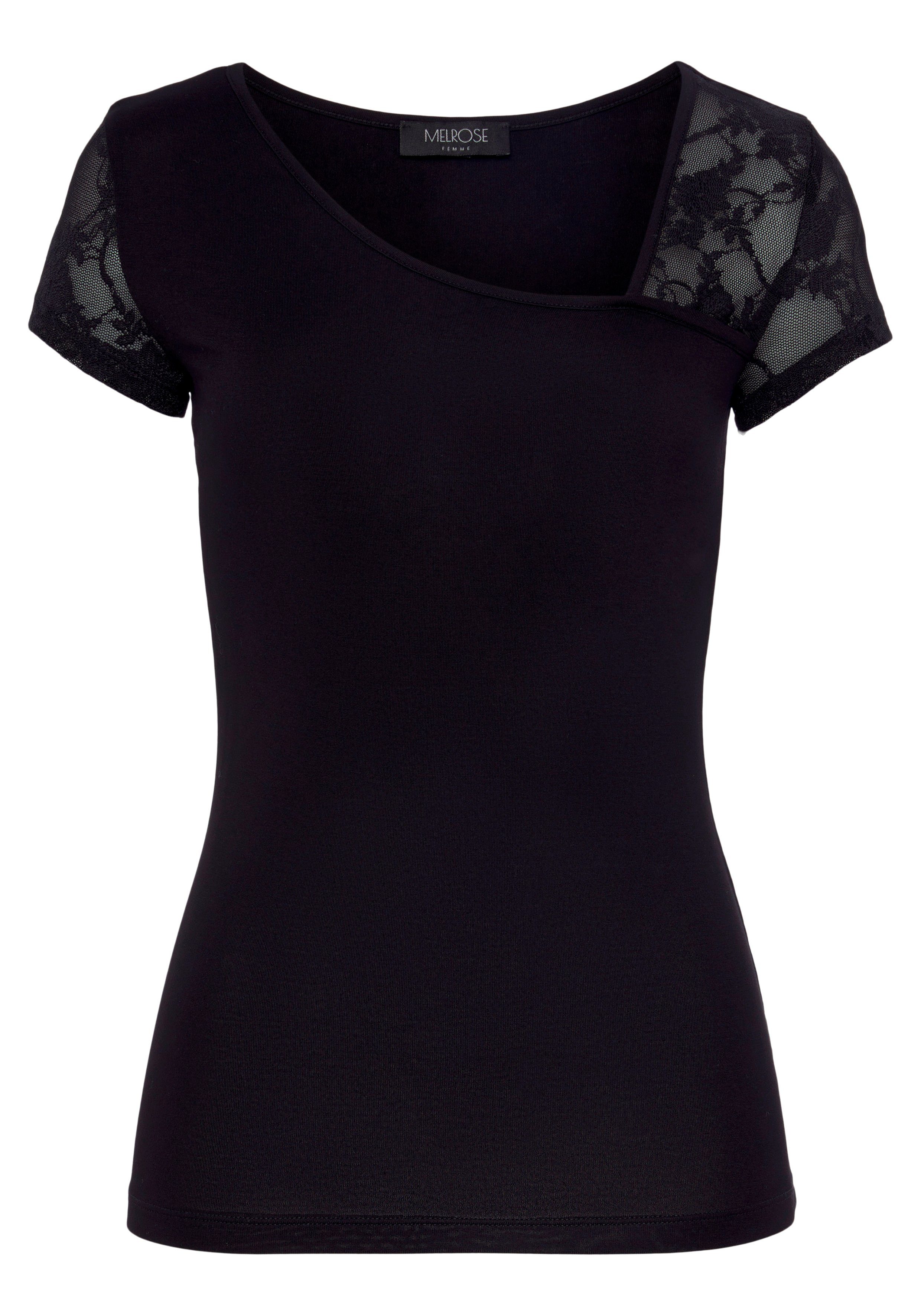 Melrose T-shirt Korte mouwen, feminin gesneden, asymmetrische hals