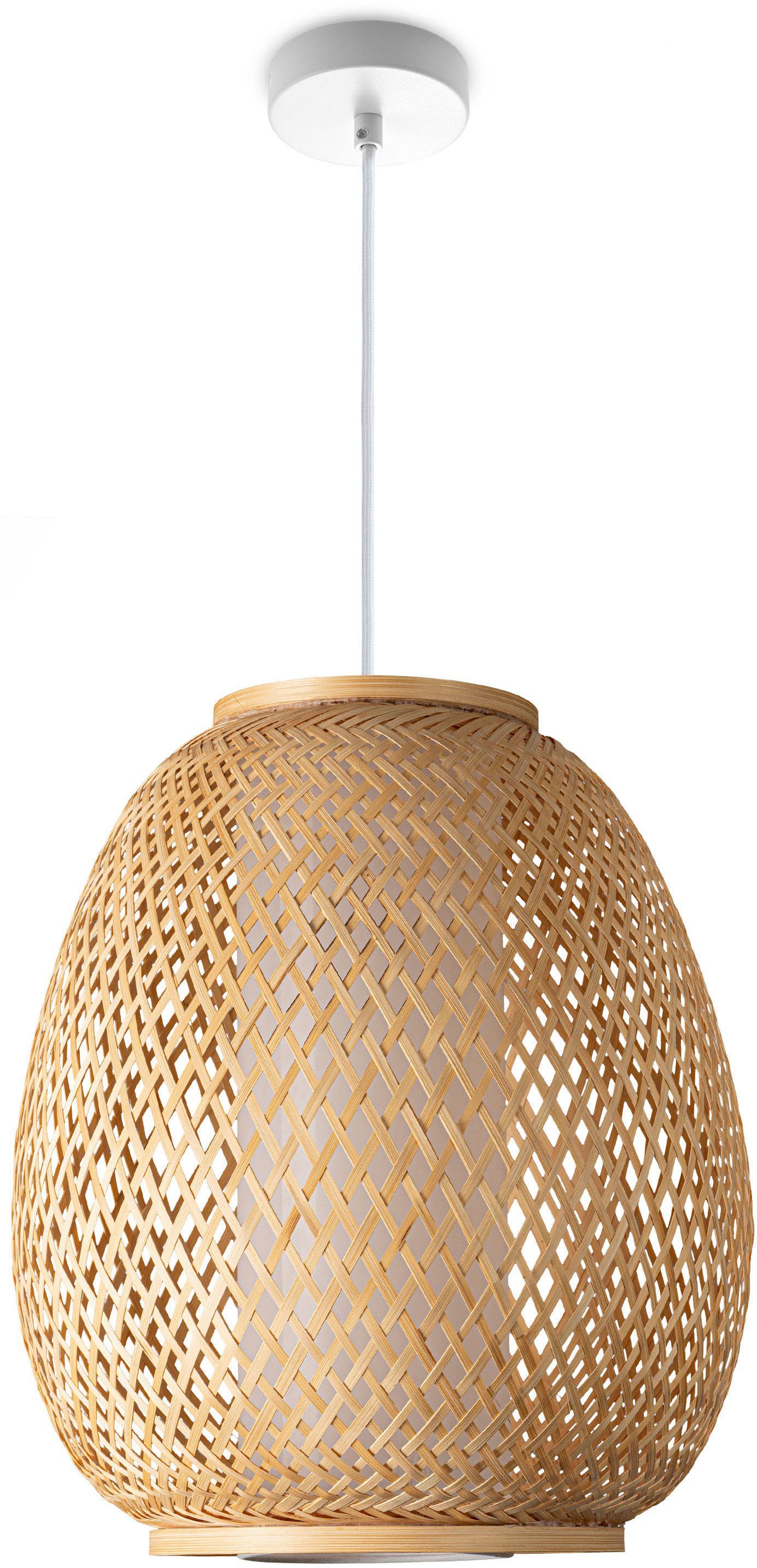 Paco Home Hanglamp TOPU Hanglamp bamboe lampenkap korf woonkamer Boho rustiek E27