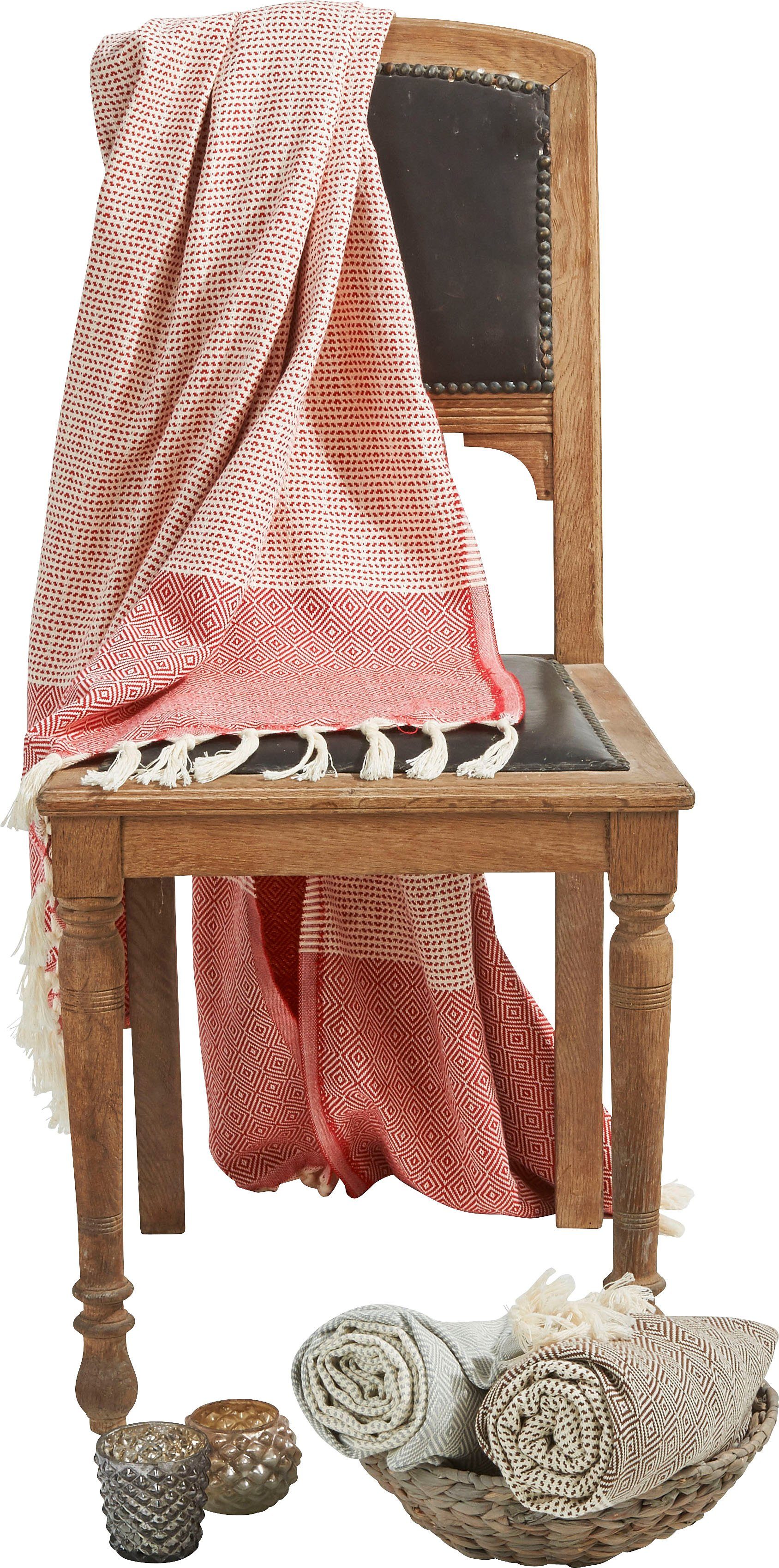 done.® Plaid Lounge Diamond Lichte plaid met geknoopte franje