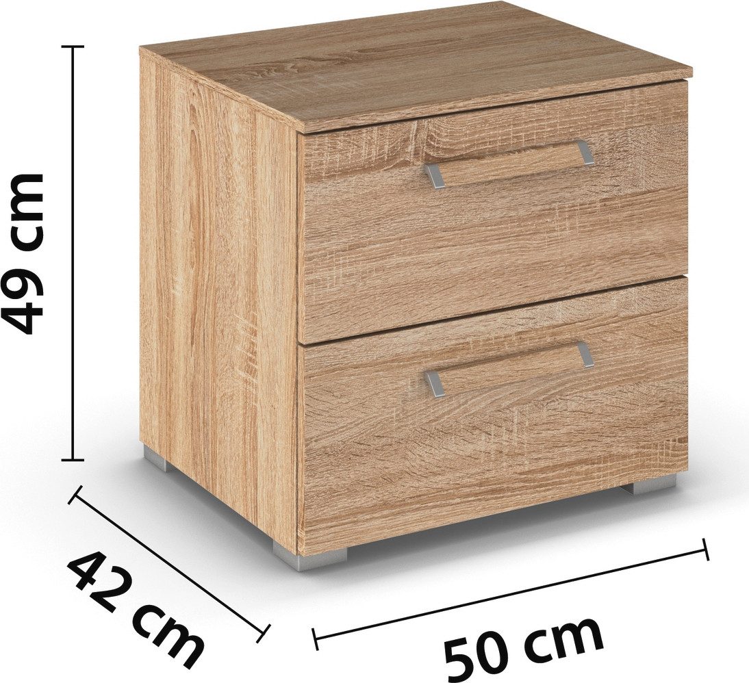 rauch Nachtkastje Nachtconsole Commode EVELYN in elegante stijl 2 ladenpaneel met stopcontact made in germany