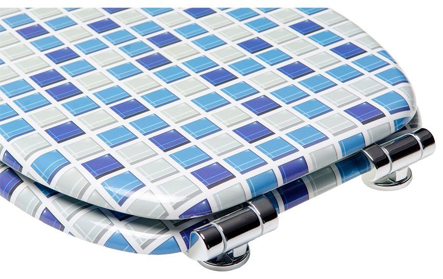 Sanilo Toiletzitting Mozaïek blauw met soft-closemechanisme