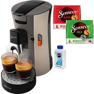 senseo koffiepadautomaat select csa240-30, inclusief gratis toebehoren ter waarde van € 14,- grijs