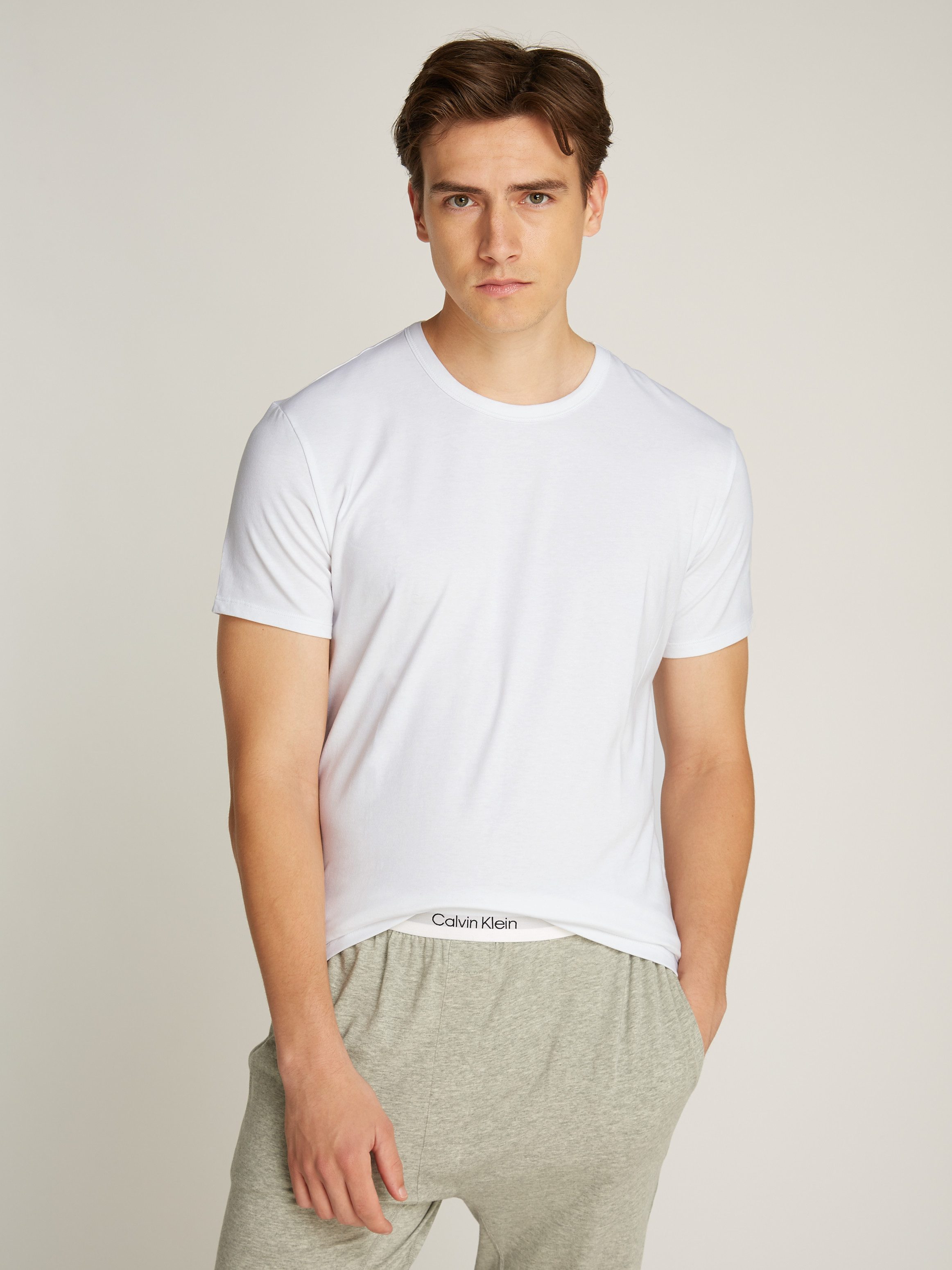 Calvin Klein T-shirt S/S CREW NECK 3PK met logo aan de zoom (3-delig, Set van 3)