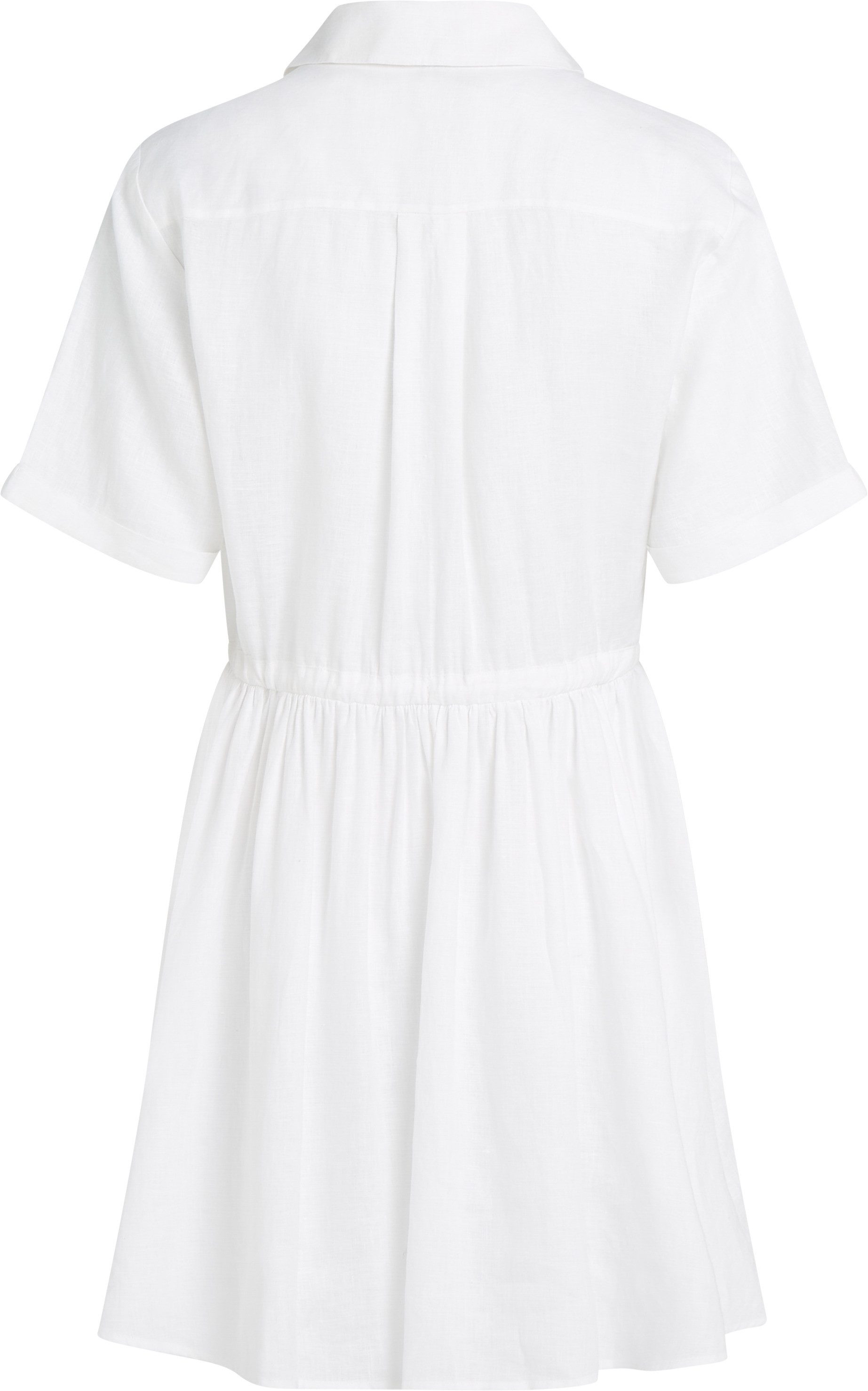 Tommy Hilfiger Jurk met overhemdkraag ESS LINEN S/S SHORT DRESS met tunnelkoord in de taille, met rugplooi, koel premium linnen